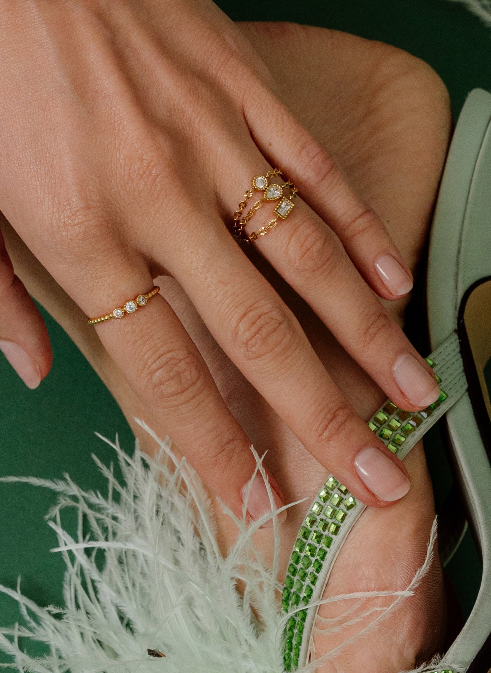 Bague chaîne daya rectangle étoilée AEC Paris Doré