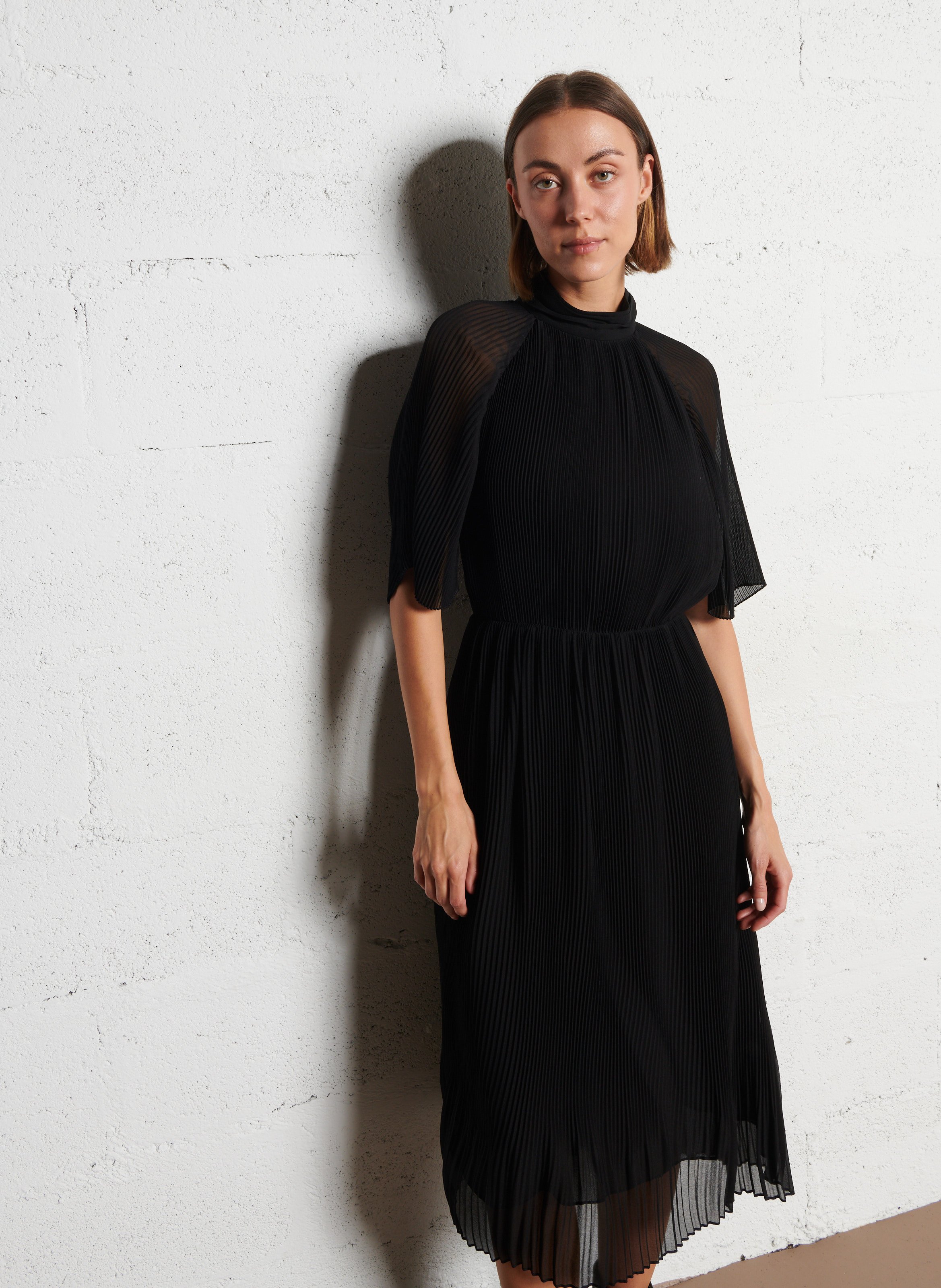 Pleated midi dress IKKS Black