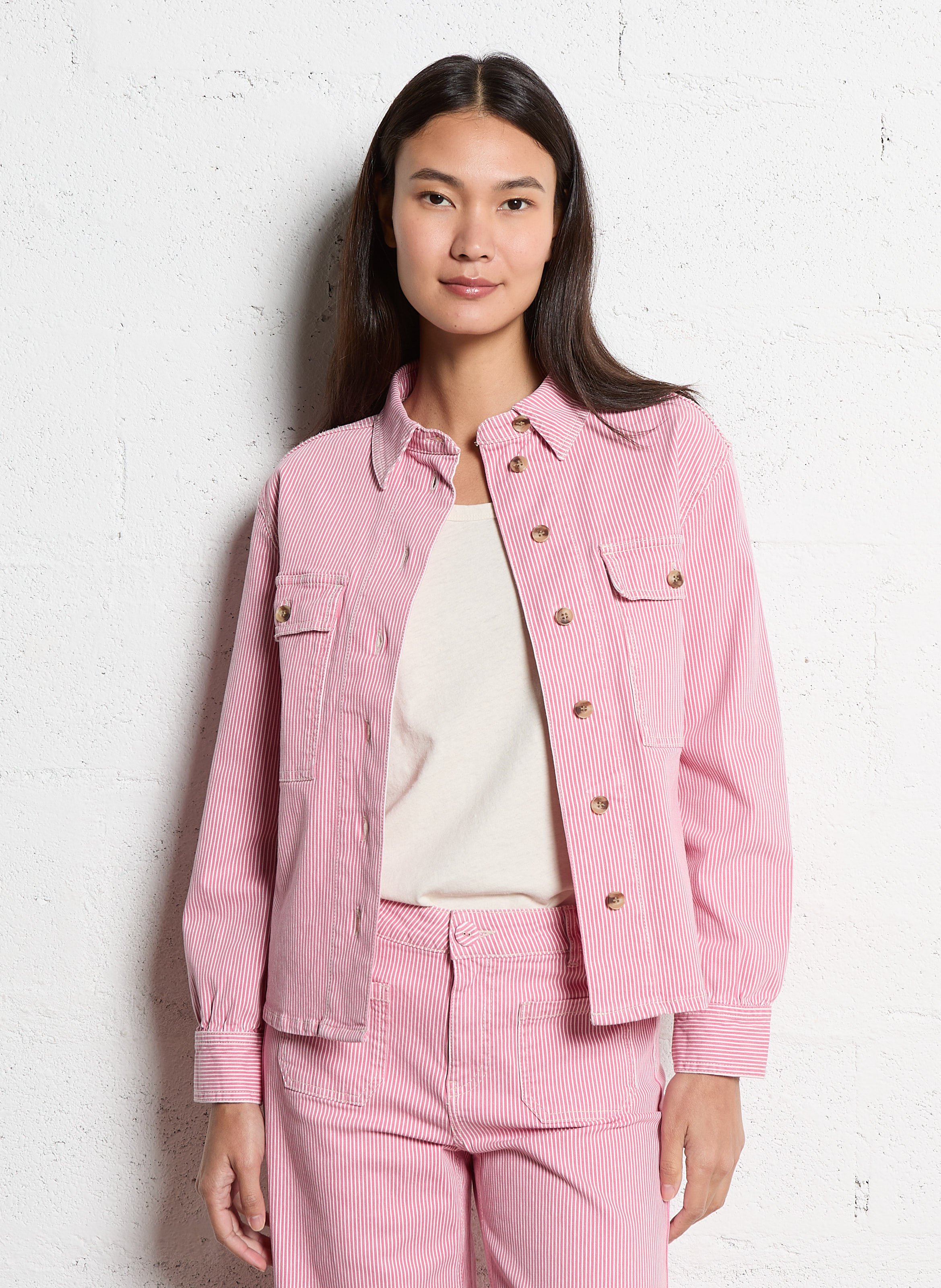 Recht, katoenen overshirt MAISON 123 Roze