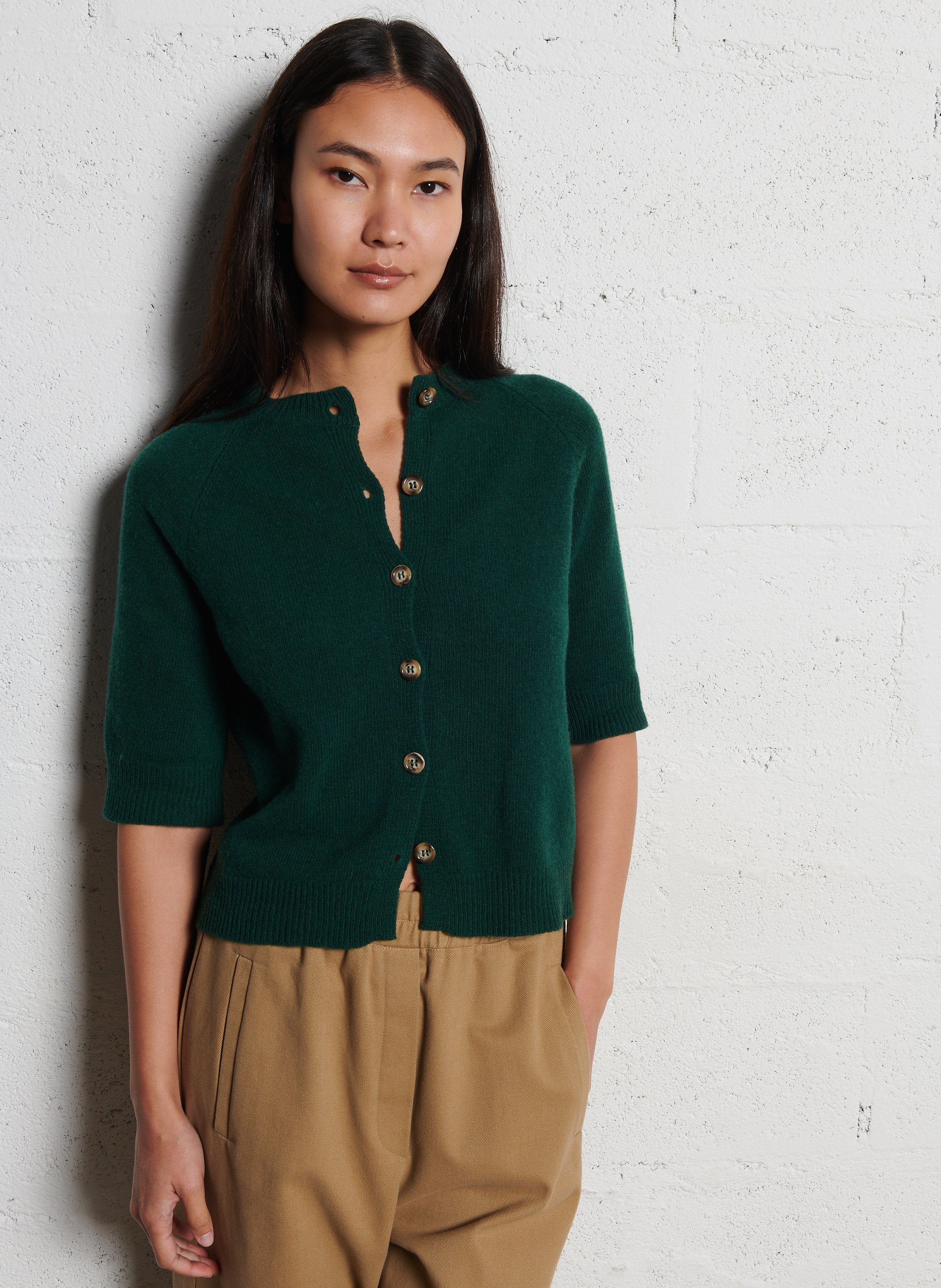 Straight-fit vest van wolmix SUZIE WINKLE Groen