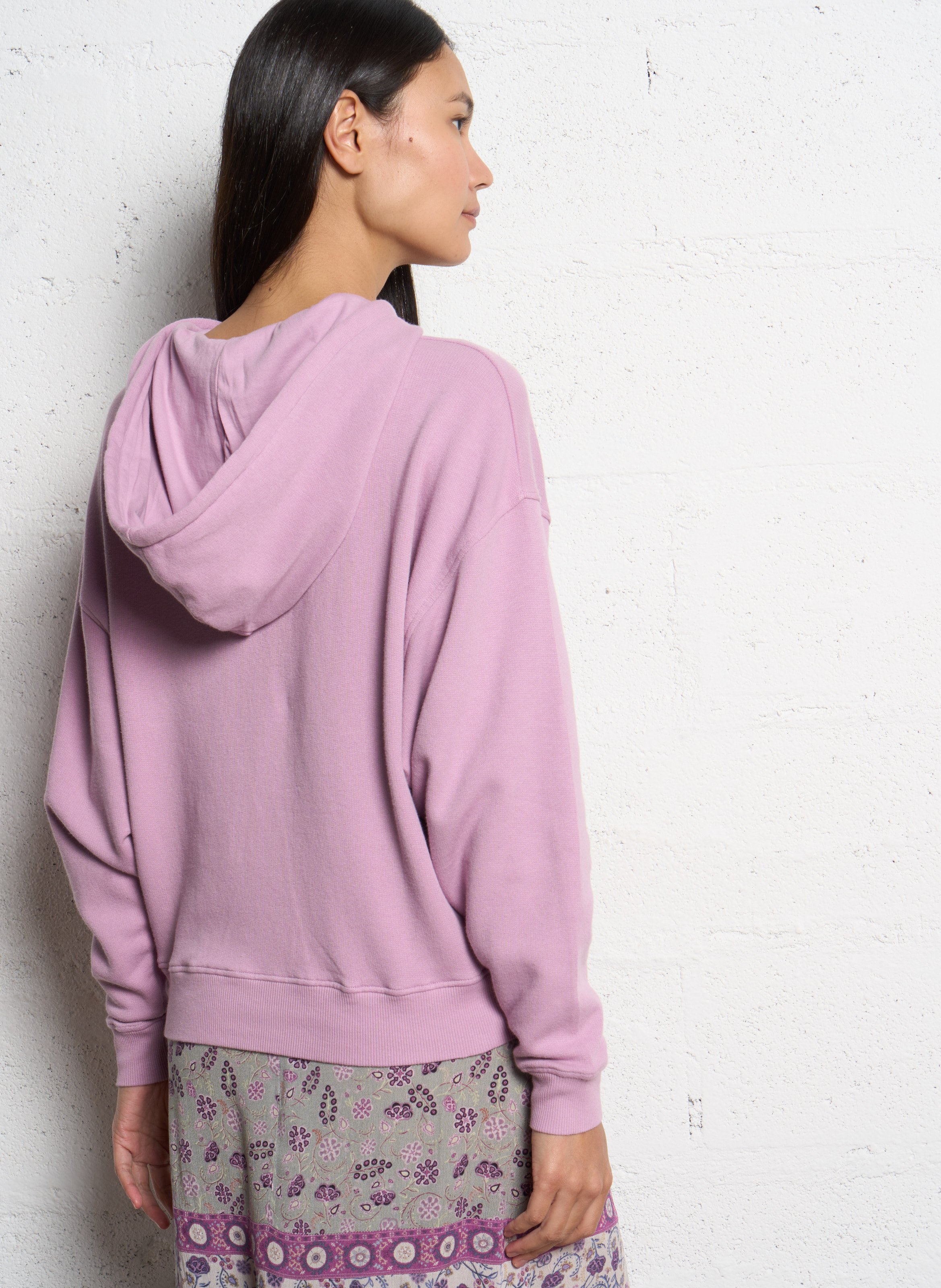 Sweat imprimé à capuche BA&SH Rose