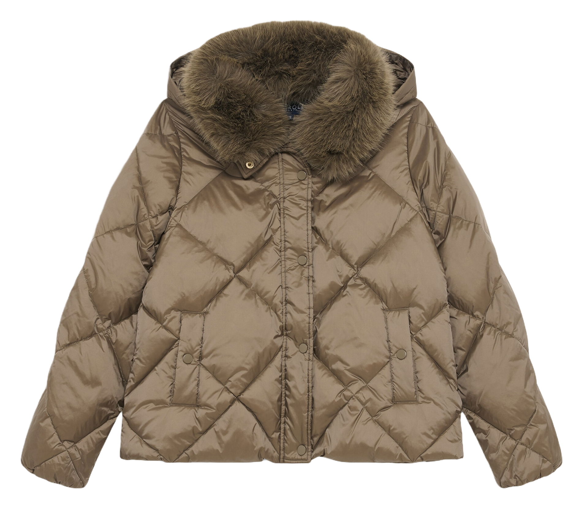 Gesteppte Daunenjacke mit Kapuze Braun