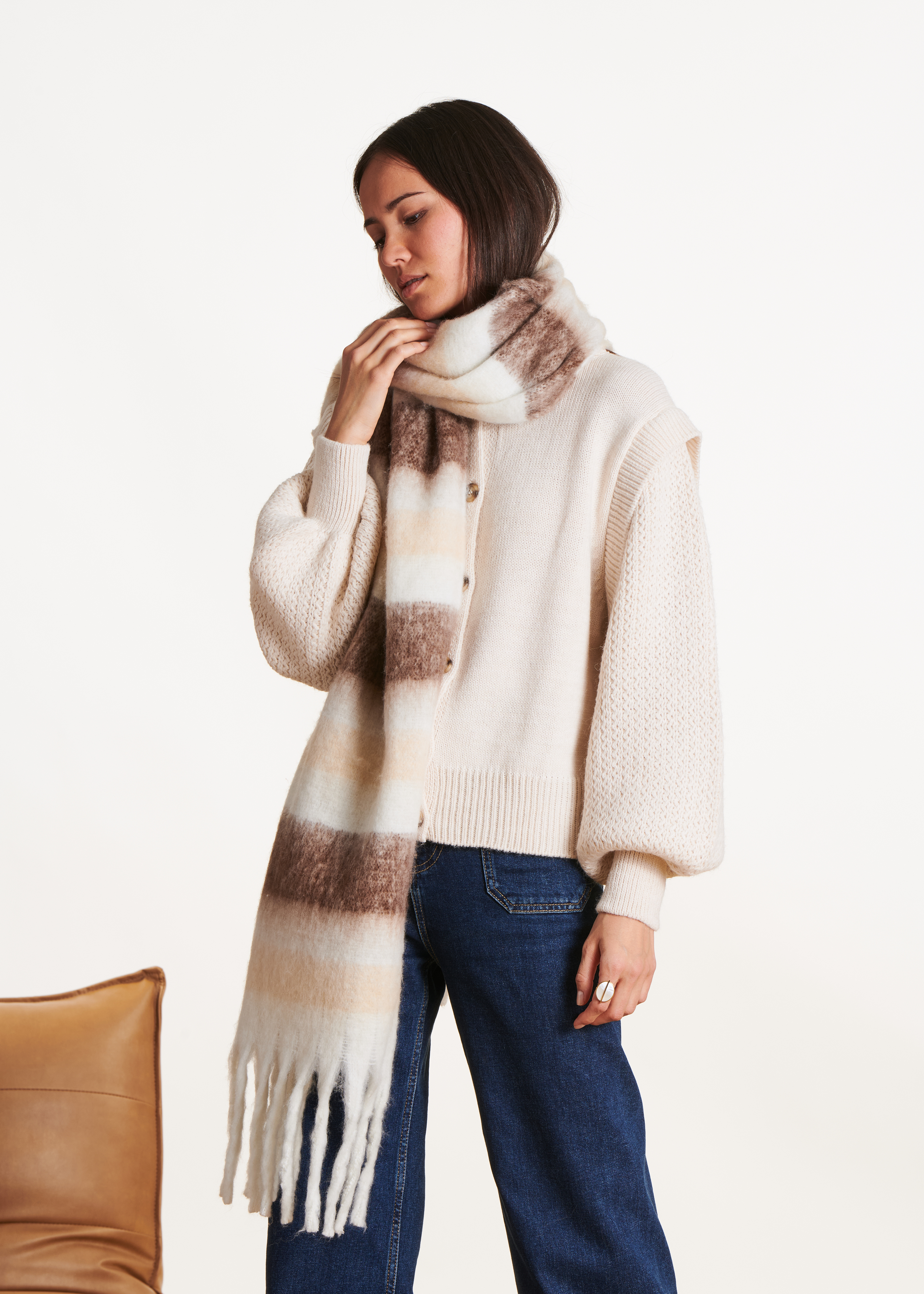 Echarpe rayé LA FEE MARABOUTEE Blanc