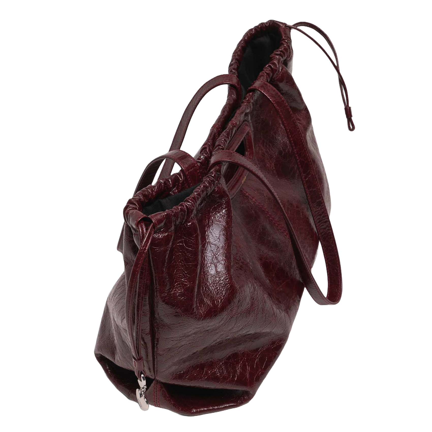 Buideltas van getextureerd leer met veters MAJE Rood