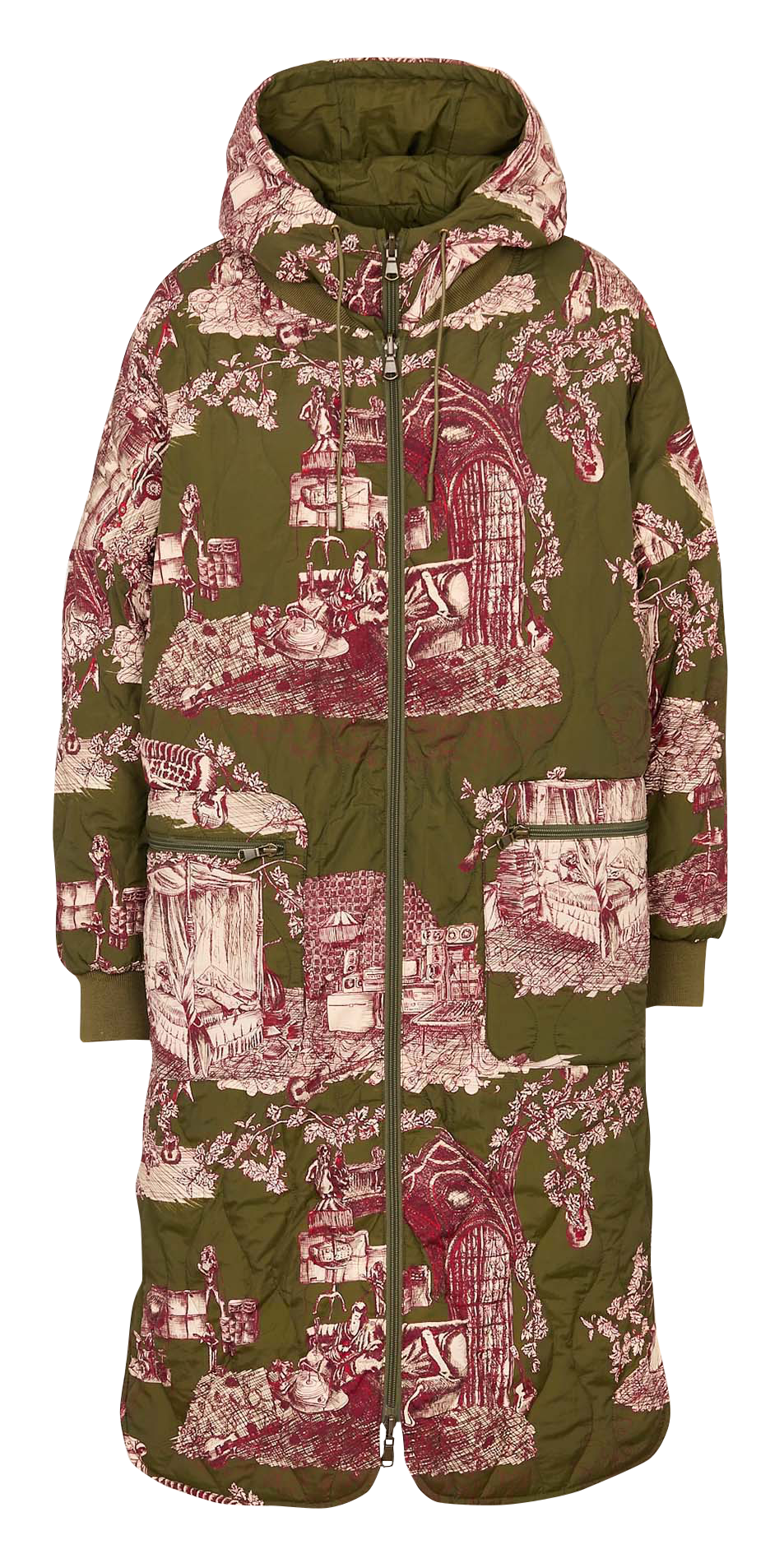 Manteau col teddy impirmé réversible COTELAC Vert