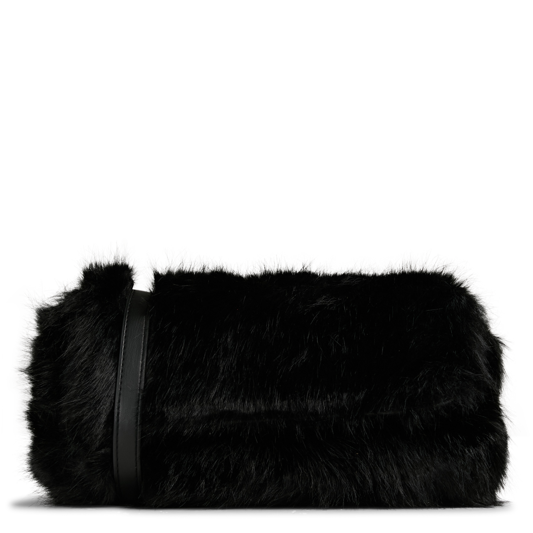 Fur effect baguette bag AU PRINTEMPS PARIS Black