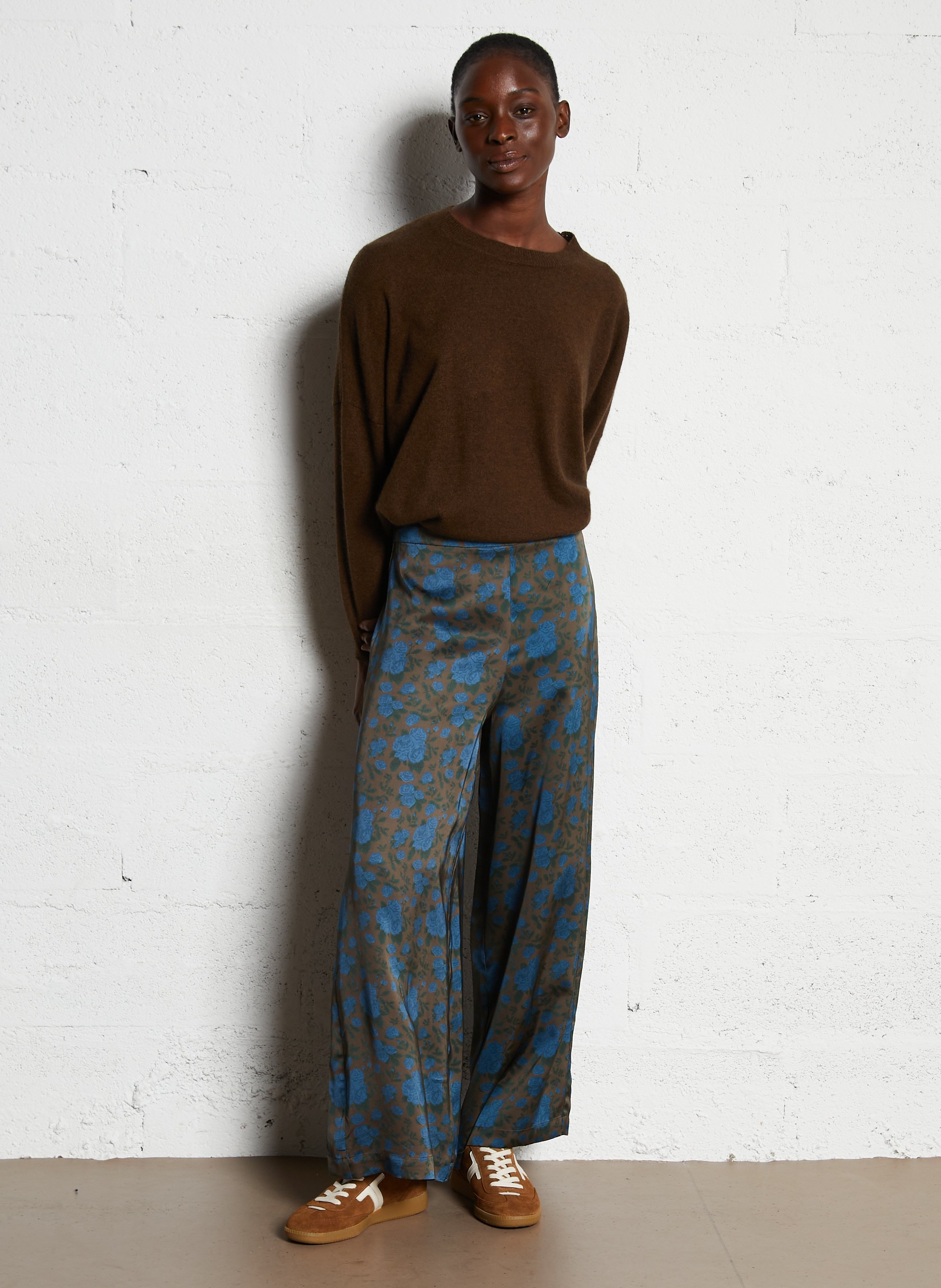 Pantalon large fluide THE TINY BIG SISTER Marron