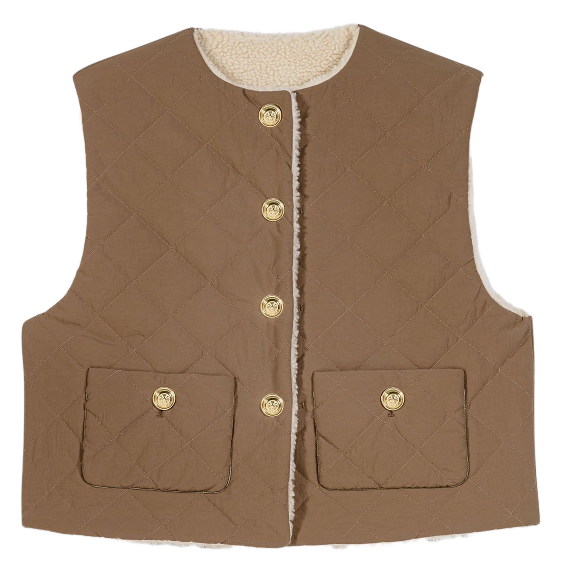 Veste col rond en sherpa MAJE Beige