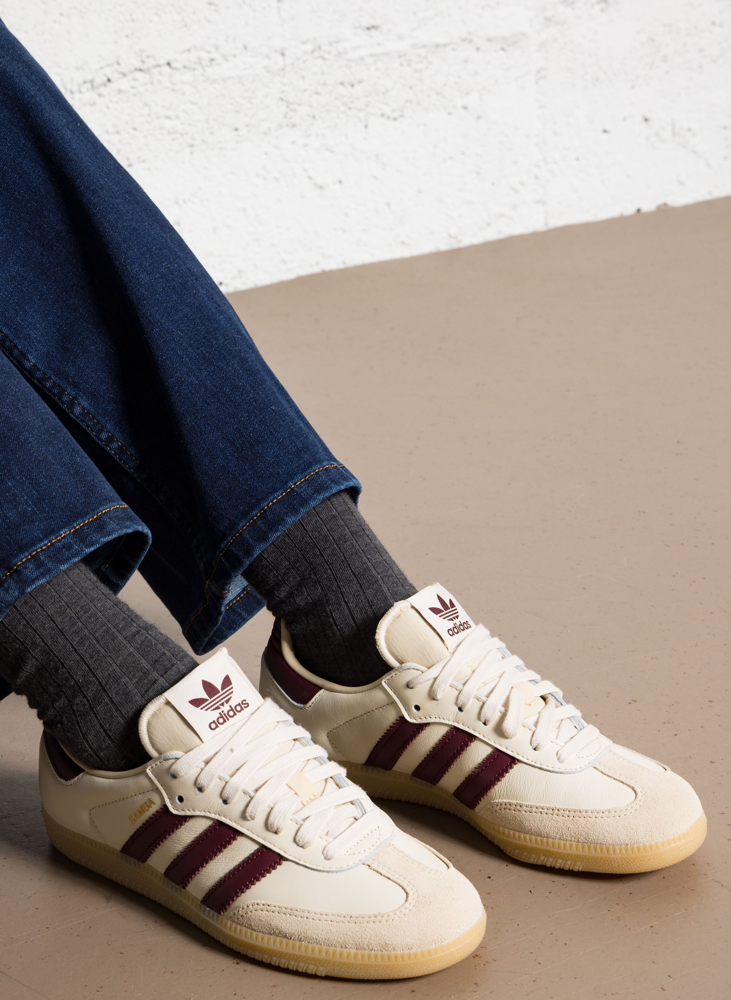 Baskets basses en cuir ADIDAS Blanc