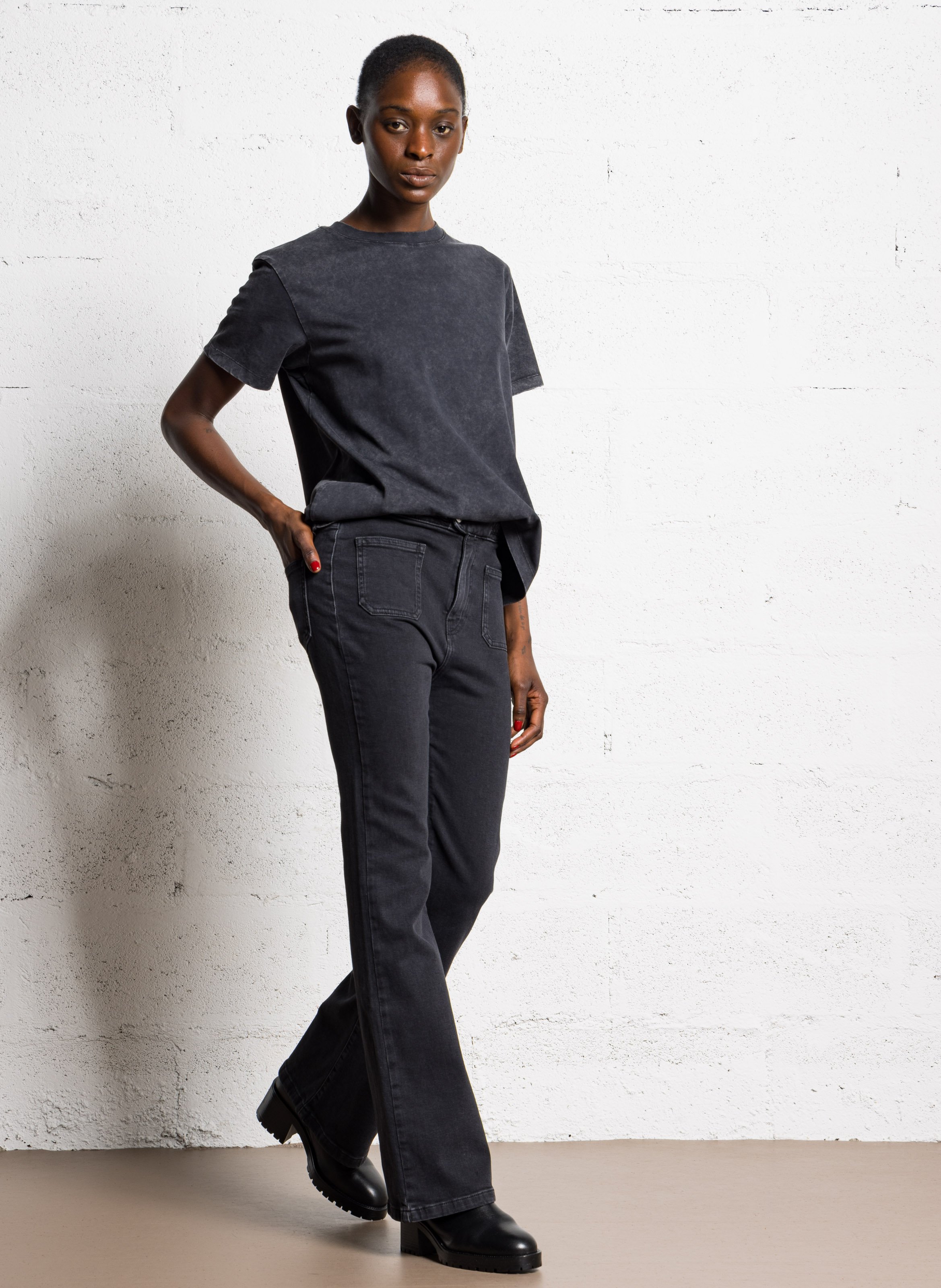 Recht, katoenen T-shirt BERENICE Grijs