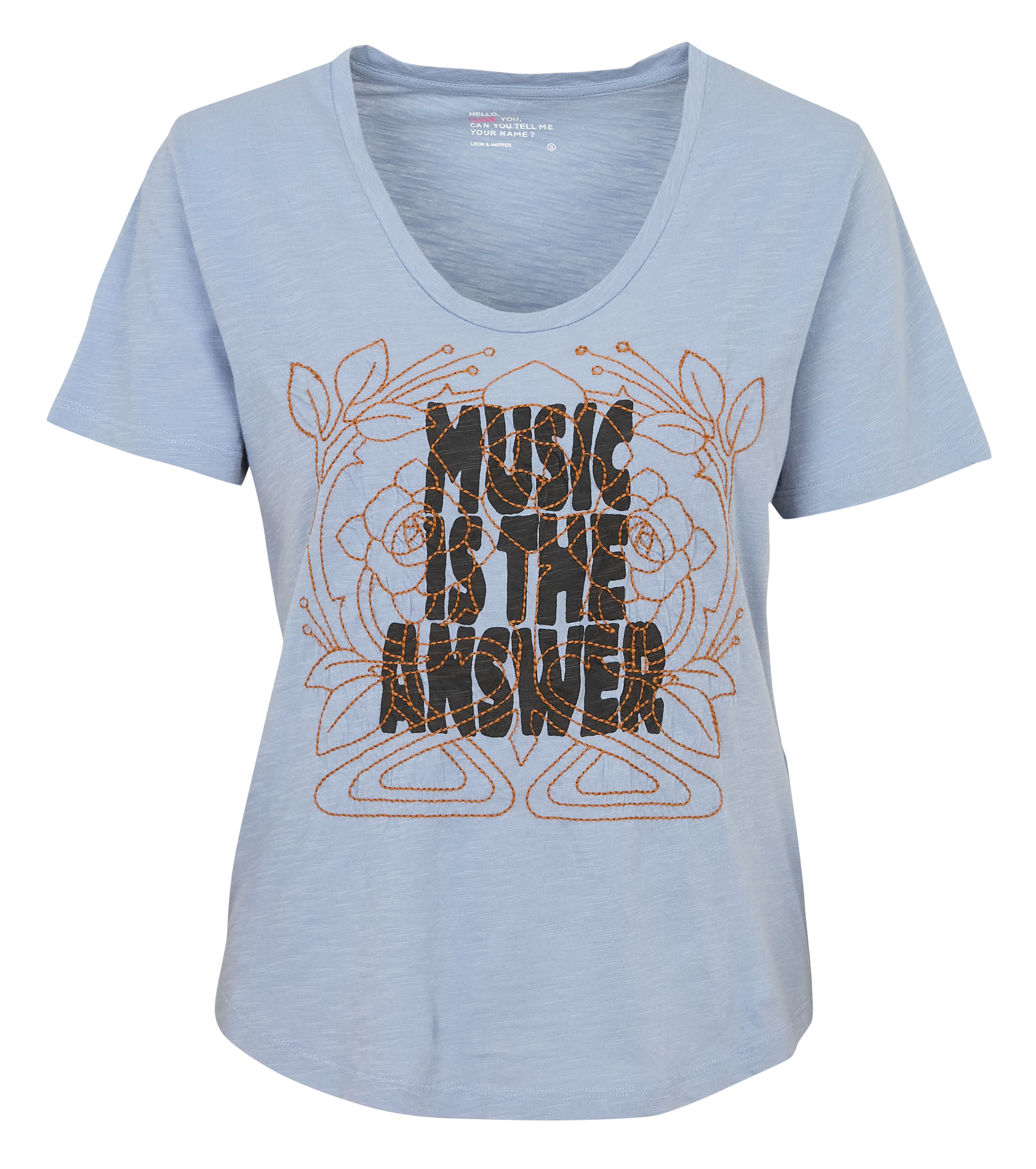 T-shirt van biokatoen met ronde hals LEON & HARPER Blauw