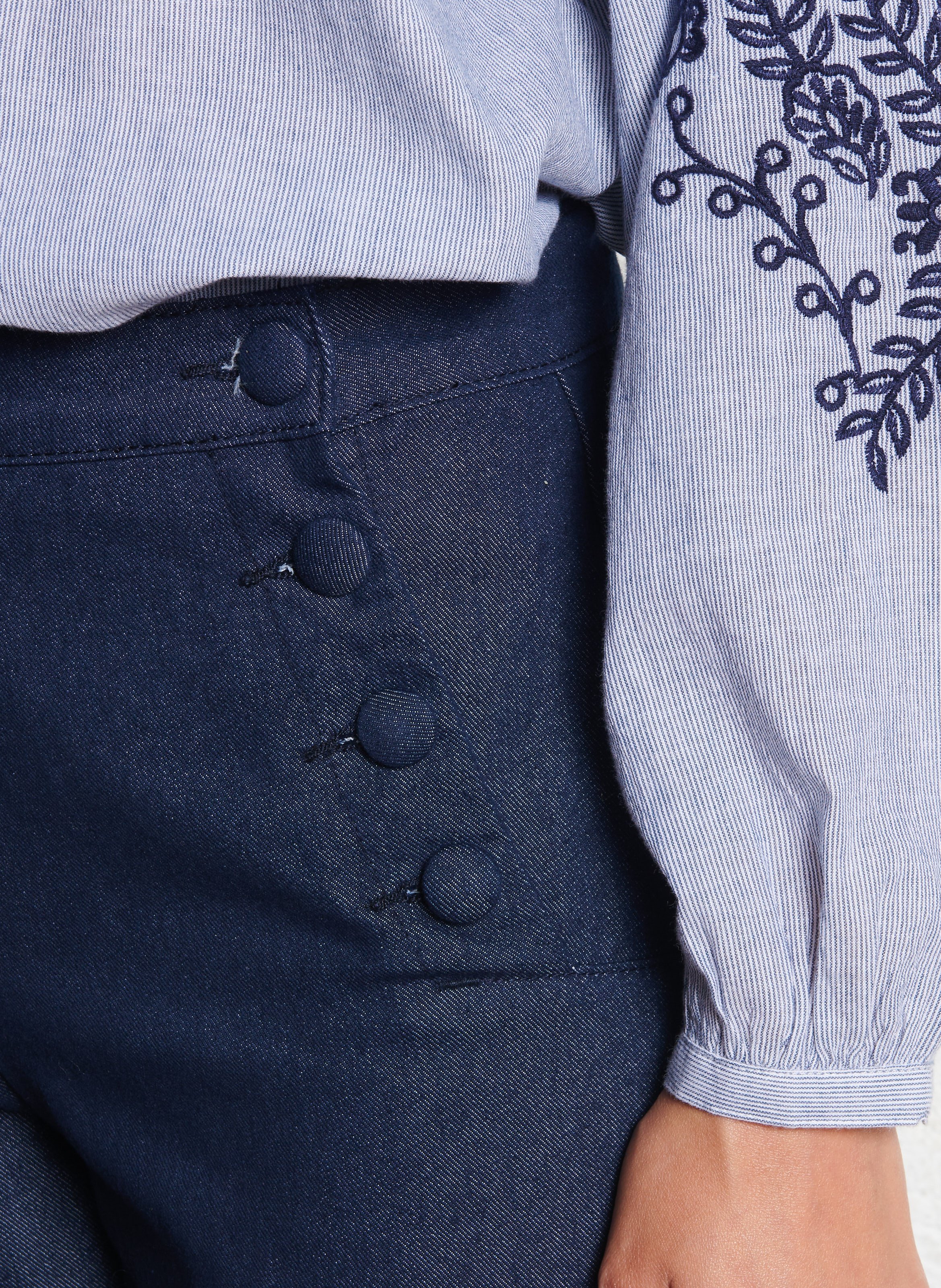 Pantalon droit en velours côtelé LA PETITE ETOILE Bleu