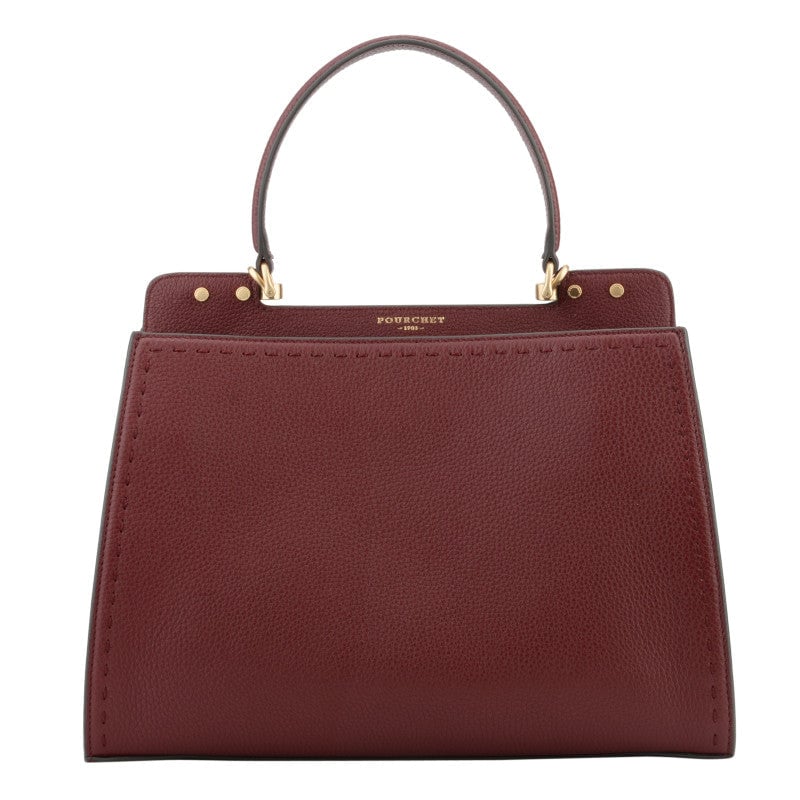 Handbag - cowhide leather POURCHET Red