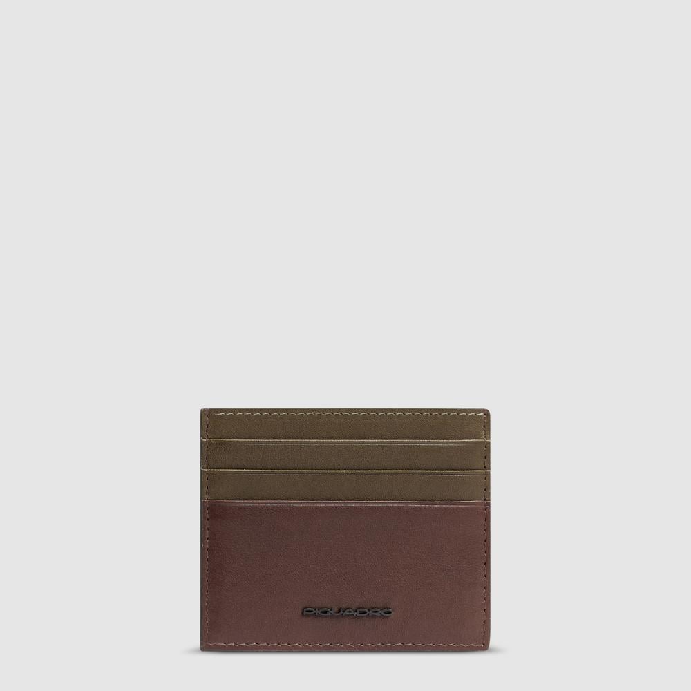 Men's slim leather credit card holder with RFID protection PIQUADRO Green
