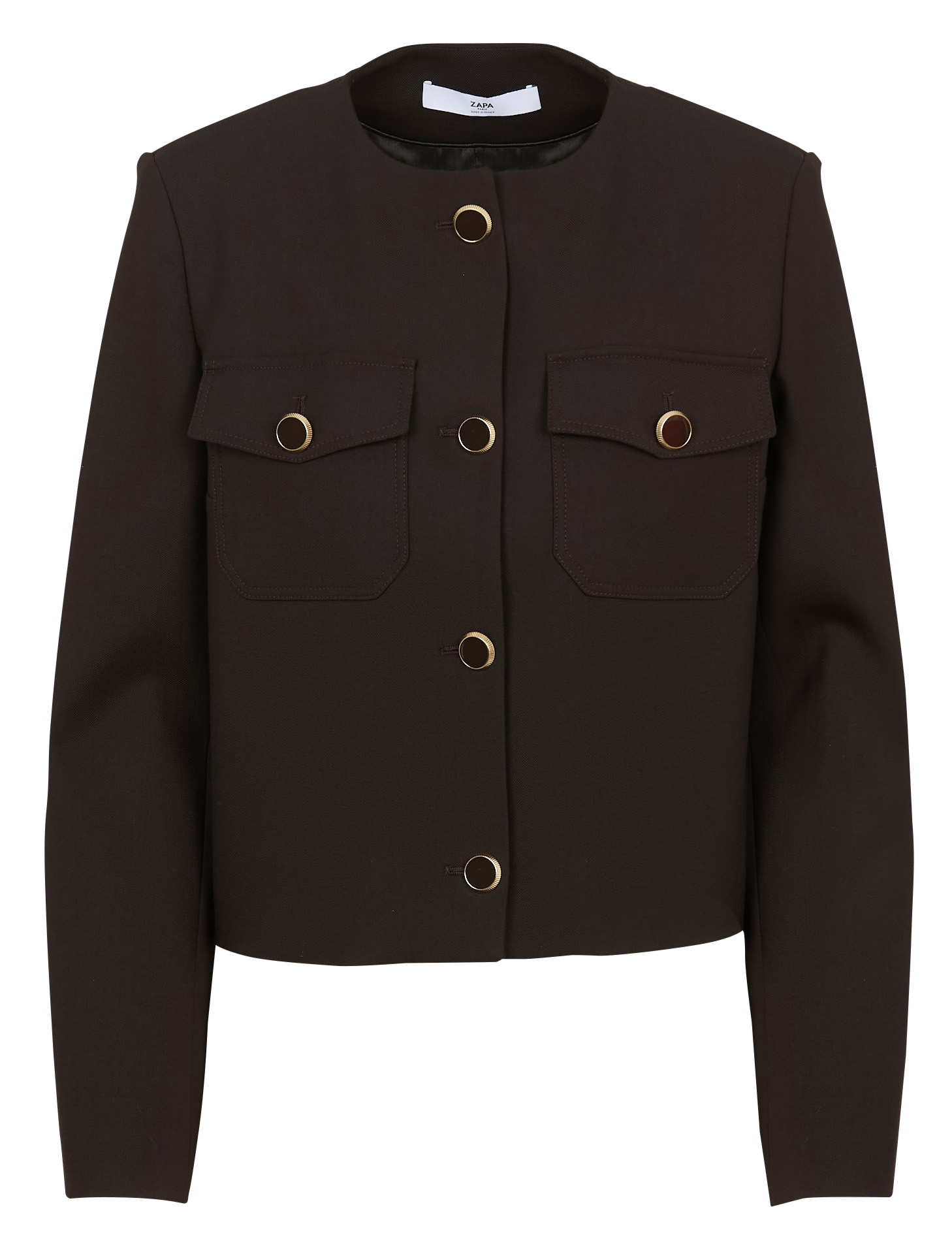 Fitted Buttoned Short Jacket ZAPA Brown