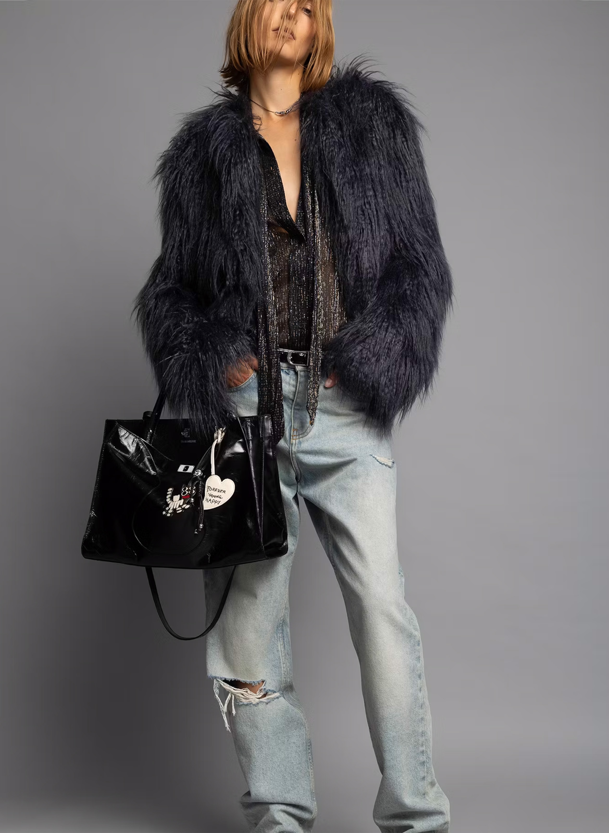 Vintage handtas van lakleer ZADIG&VOLTAIRE Zwart