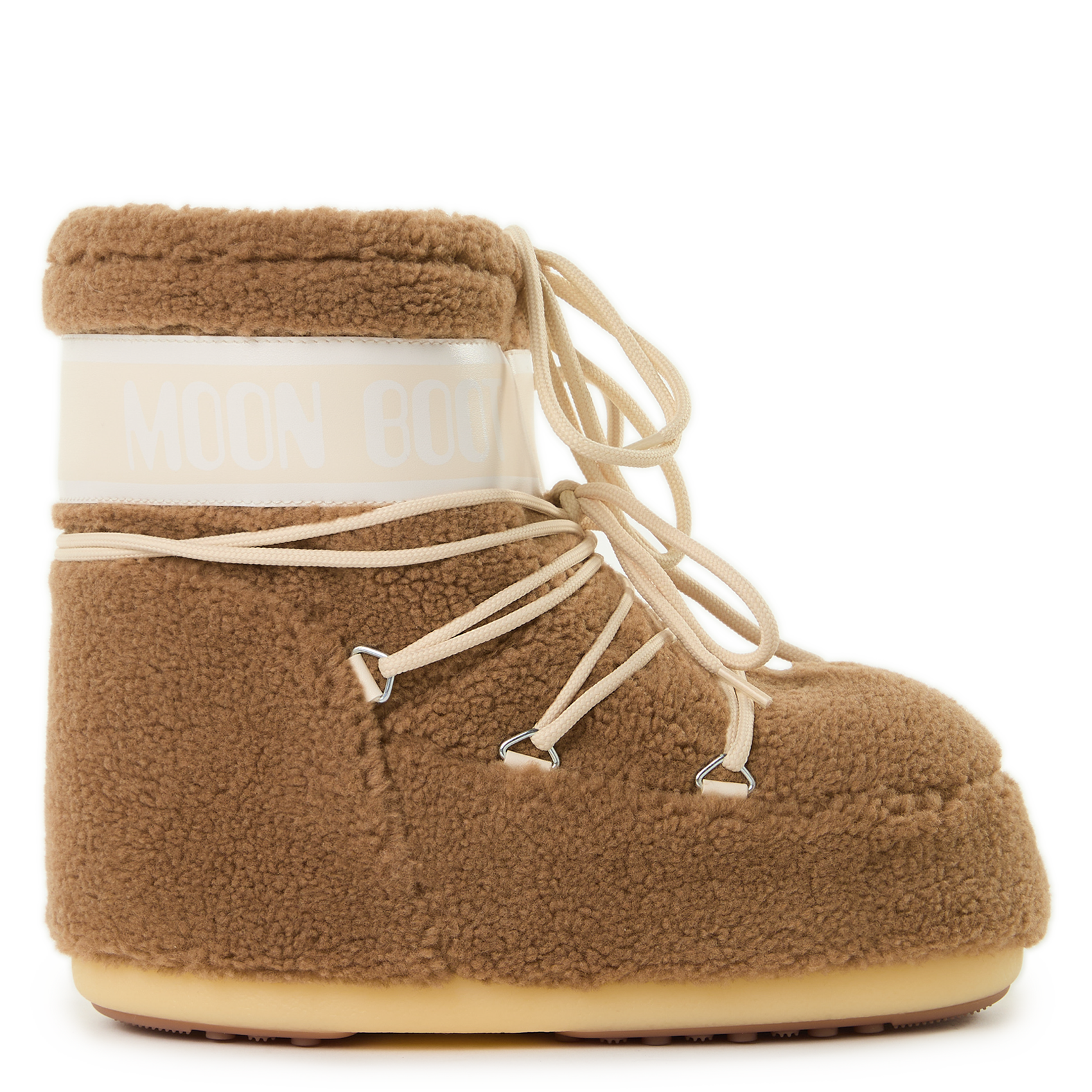Boots à lacets en fourrure bouclée MOON BOOT Marron