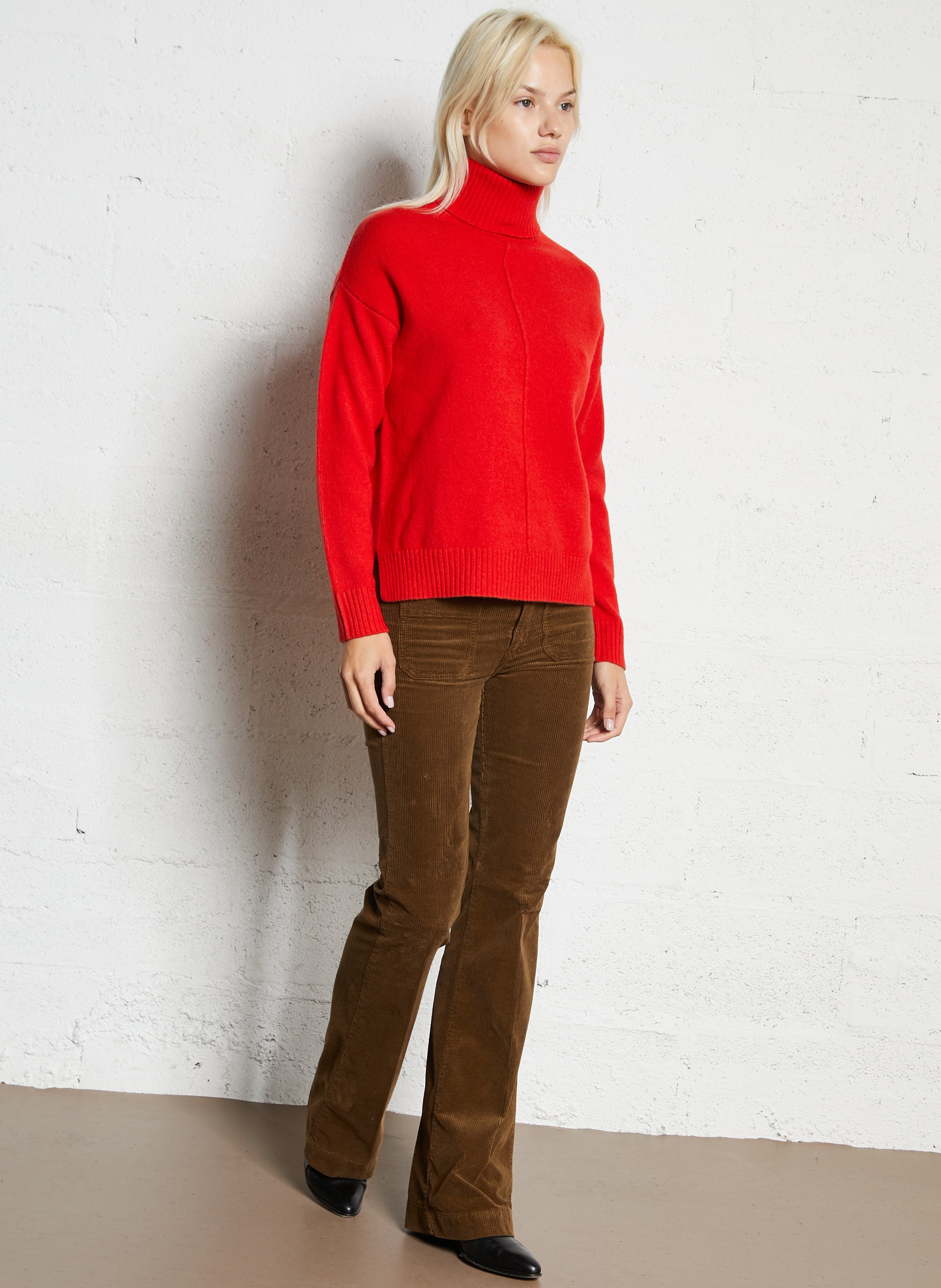 Pull col roulé en laine SUD EXPRESS Rouge