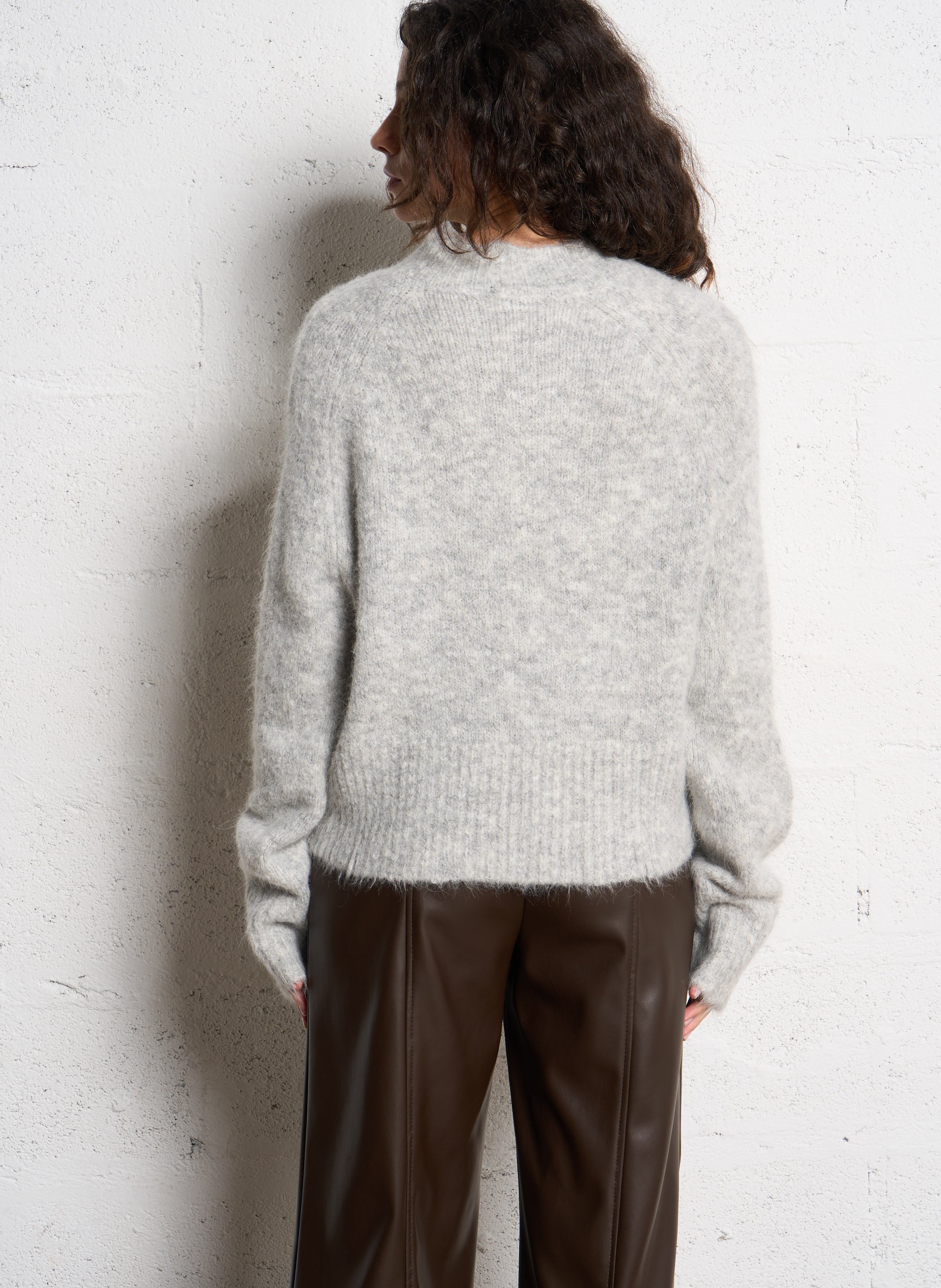 Loose-fit knit-blend sweater with round neck SEE U SOON Silver