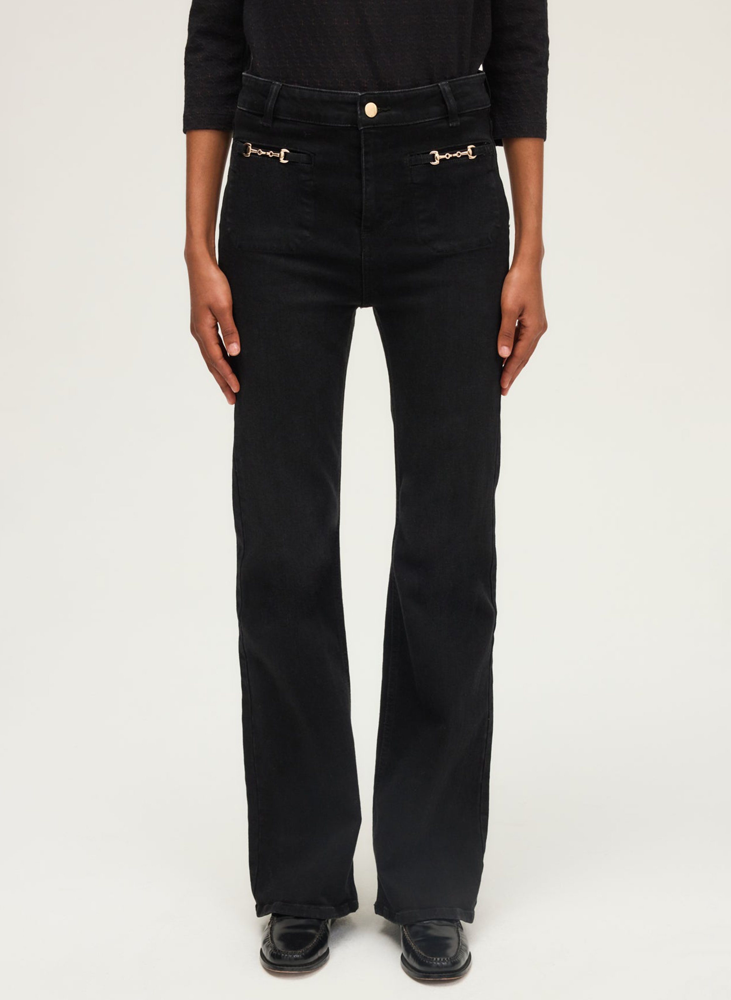 Cotton-blend straight jeans PABLO Black