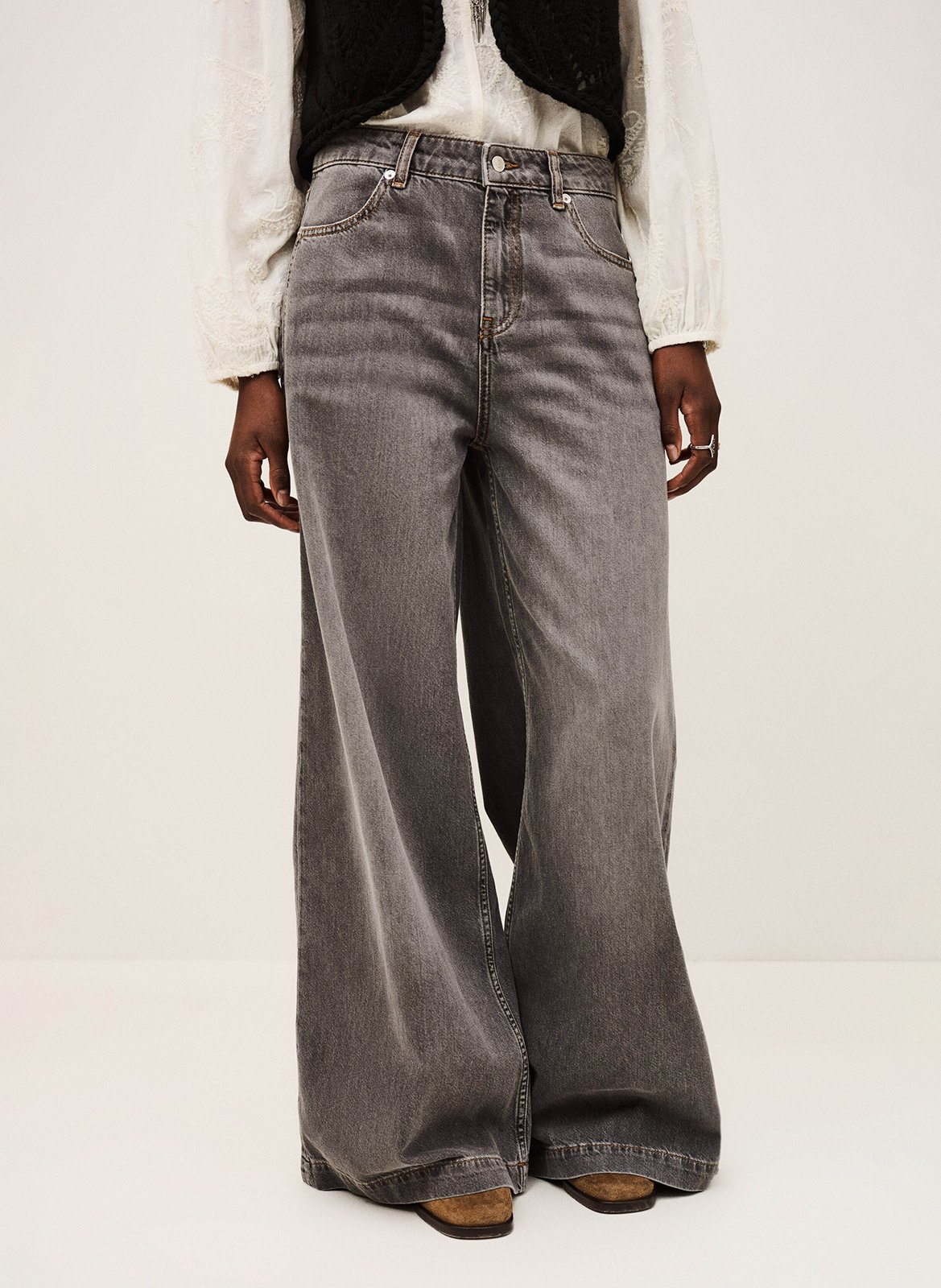 Jean large en coton BA&SH Noir