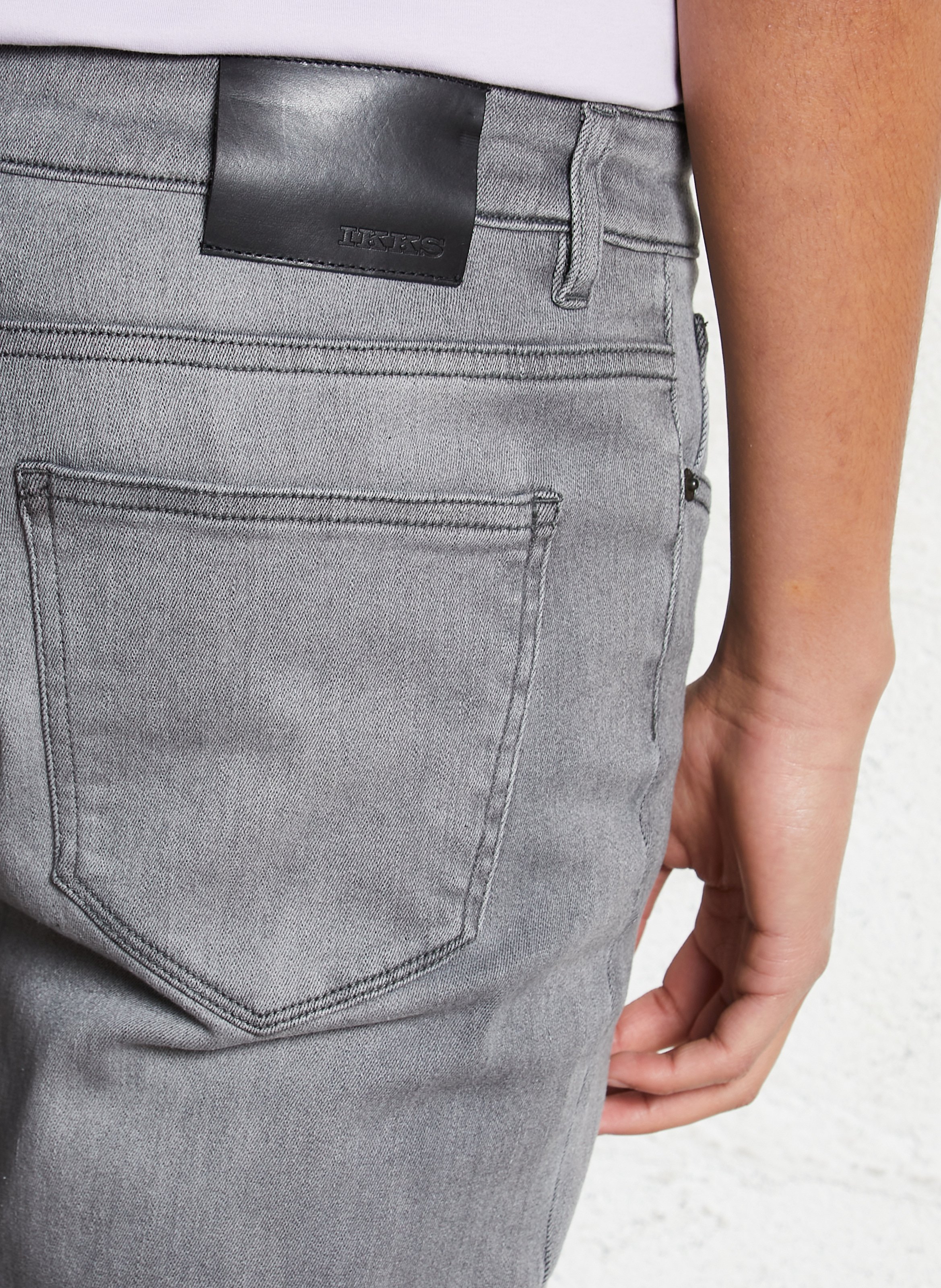 Schmale Stretch-Jeans uni IKKS Grau