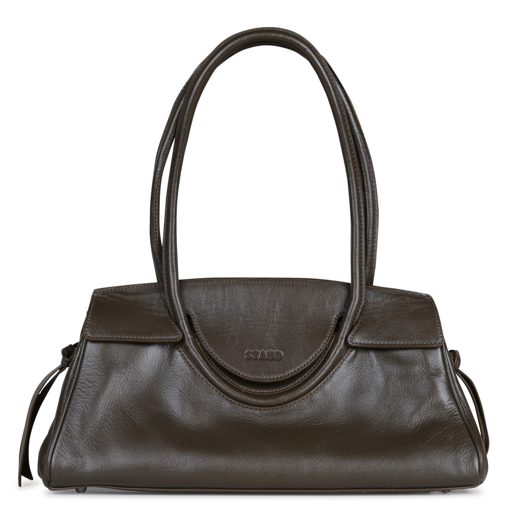 Sac porté épaule à rabat en cuir STAUD Marron