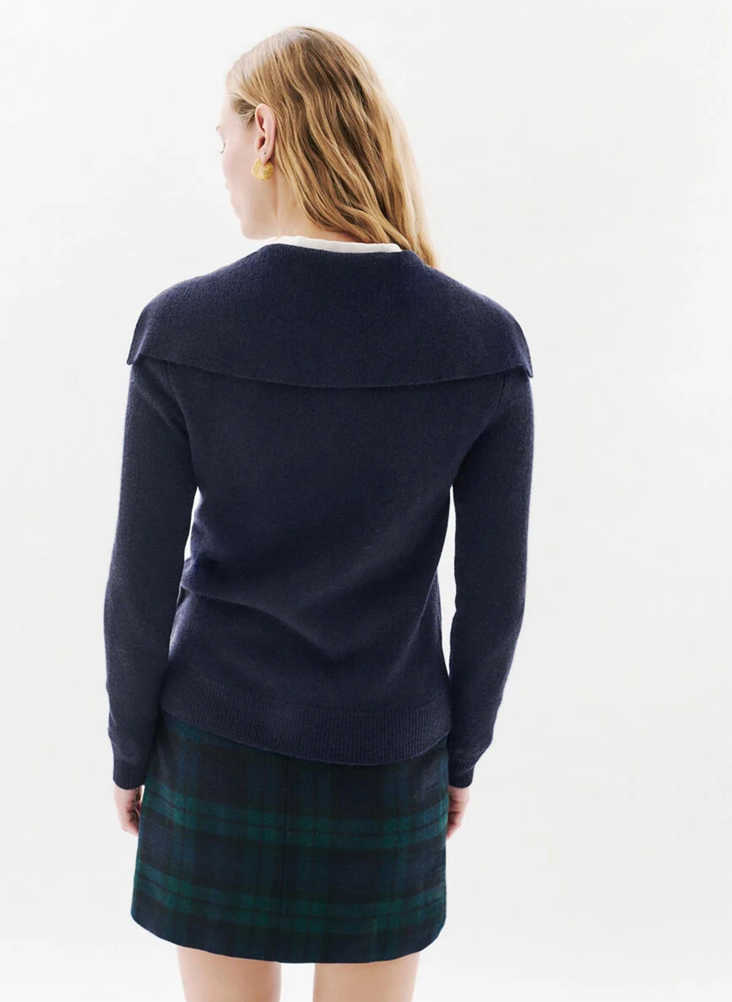 Gilet en laine mélangée col montant CAROLL Bleu