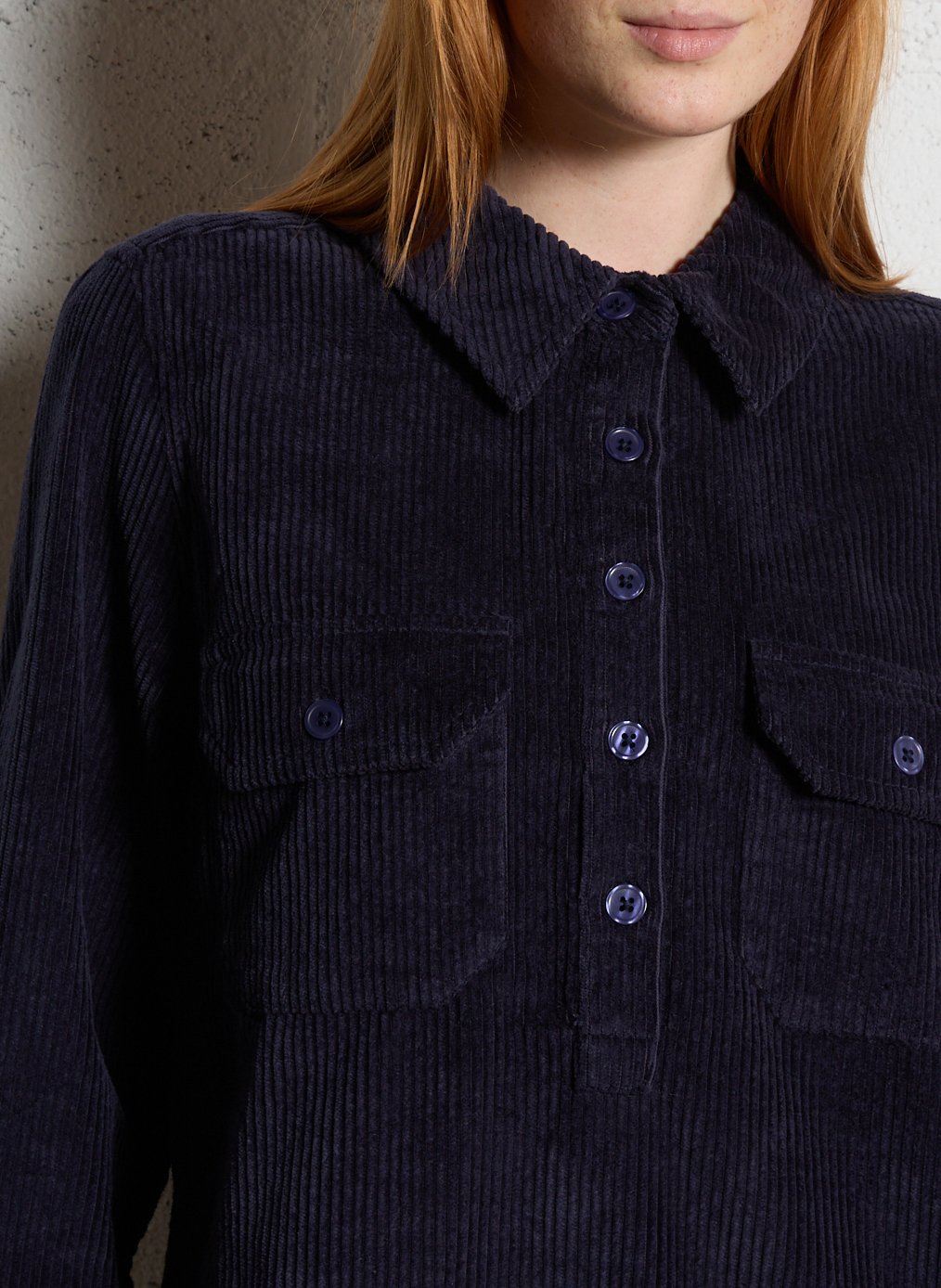 Loose-fit cotton shirt dress with classic collar PETITE MENDIGOTE Blue