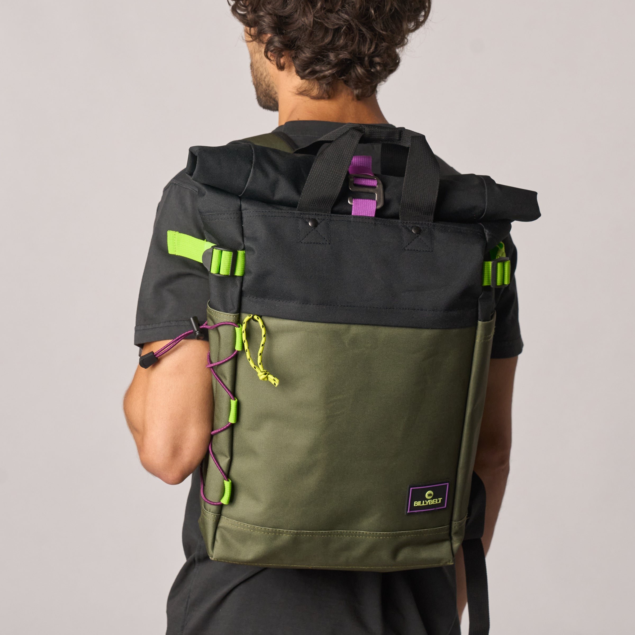 Recycled polyester rolltop backpack Khaki