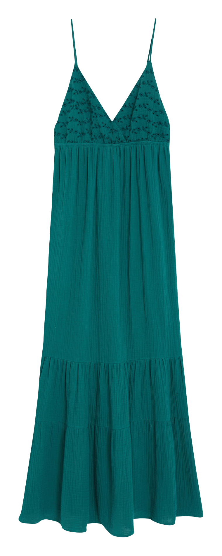 Lange, katoenen jurk met V-hals GRACE ET MILA Groen