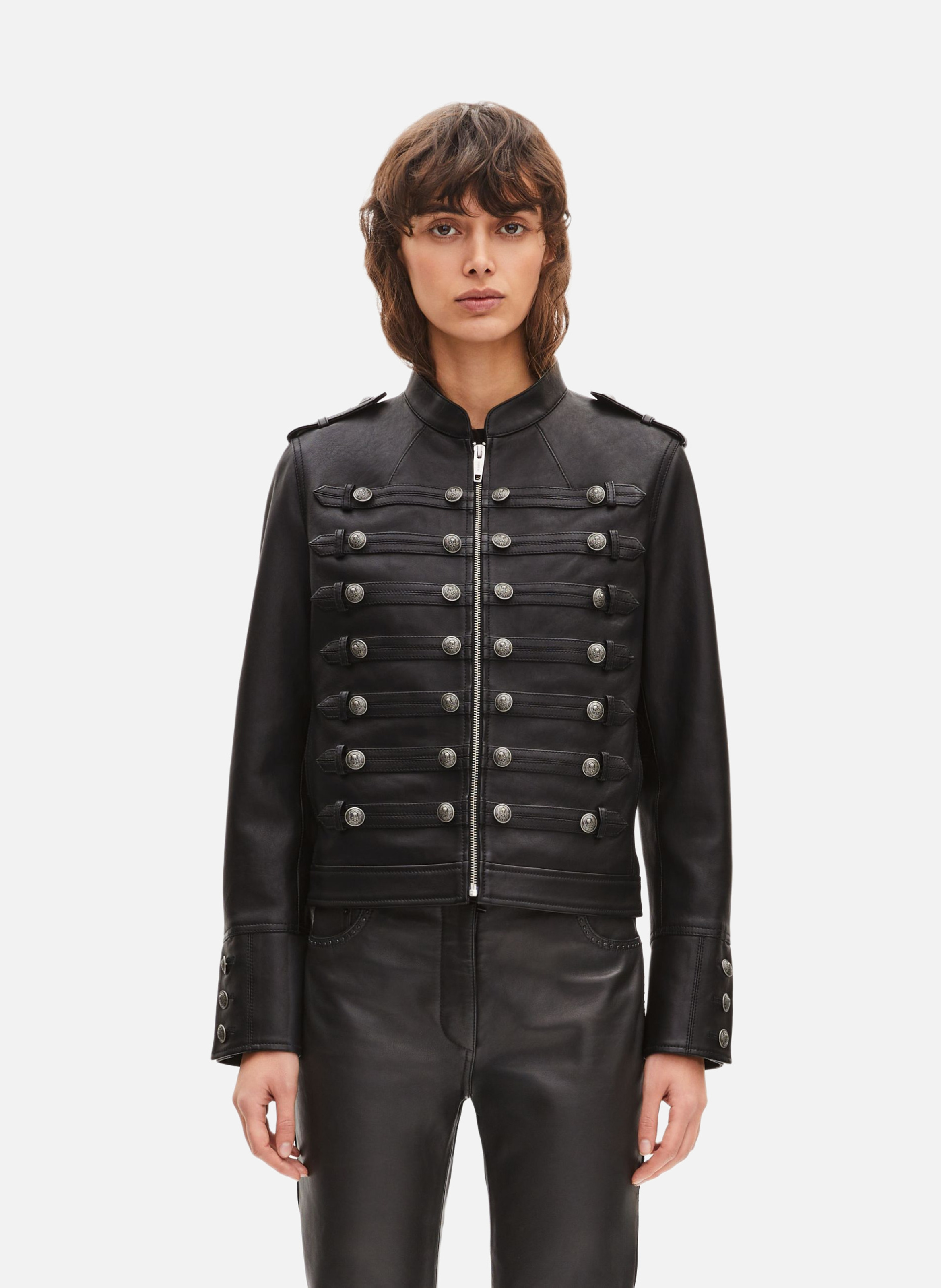 Leather officer style jacket THE KOOPLES Black