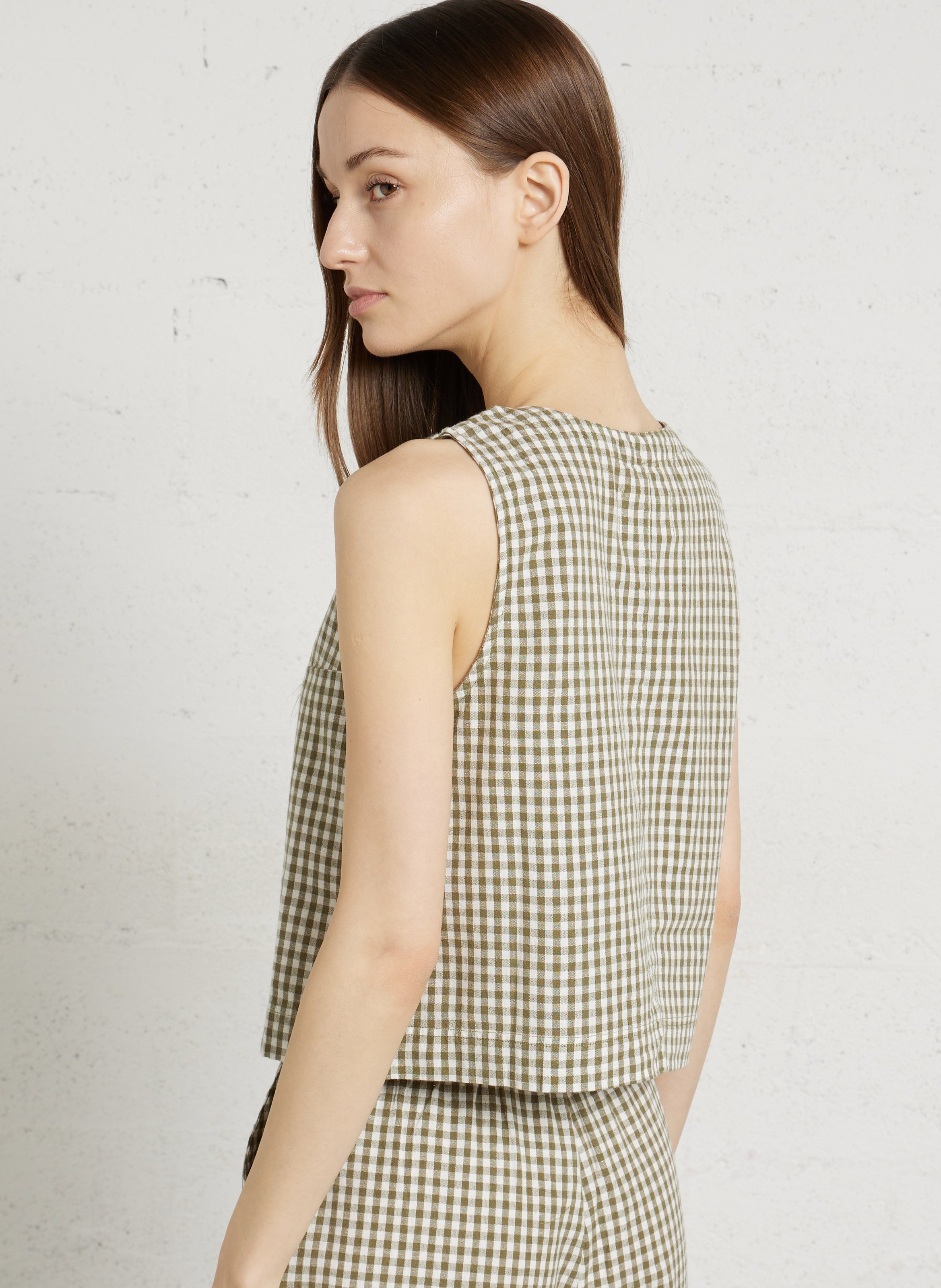 Top in Vichy check pattern DES PETITS HAUTS Green