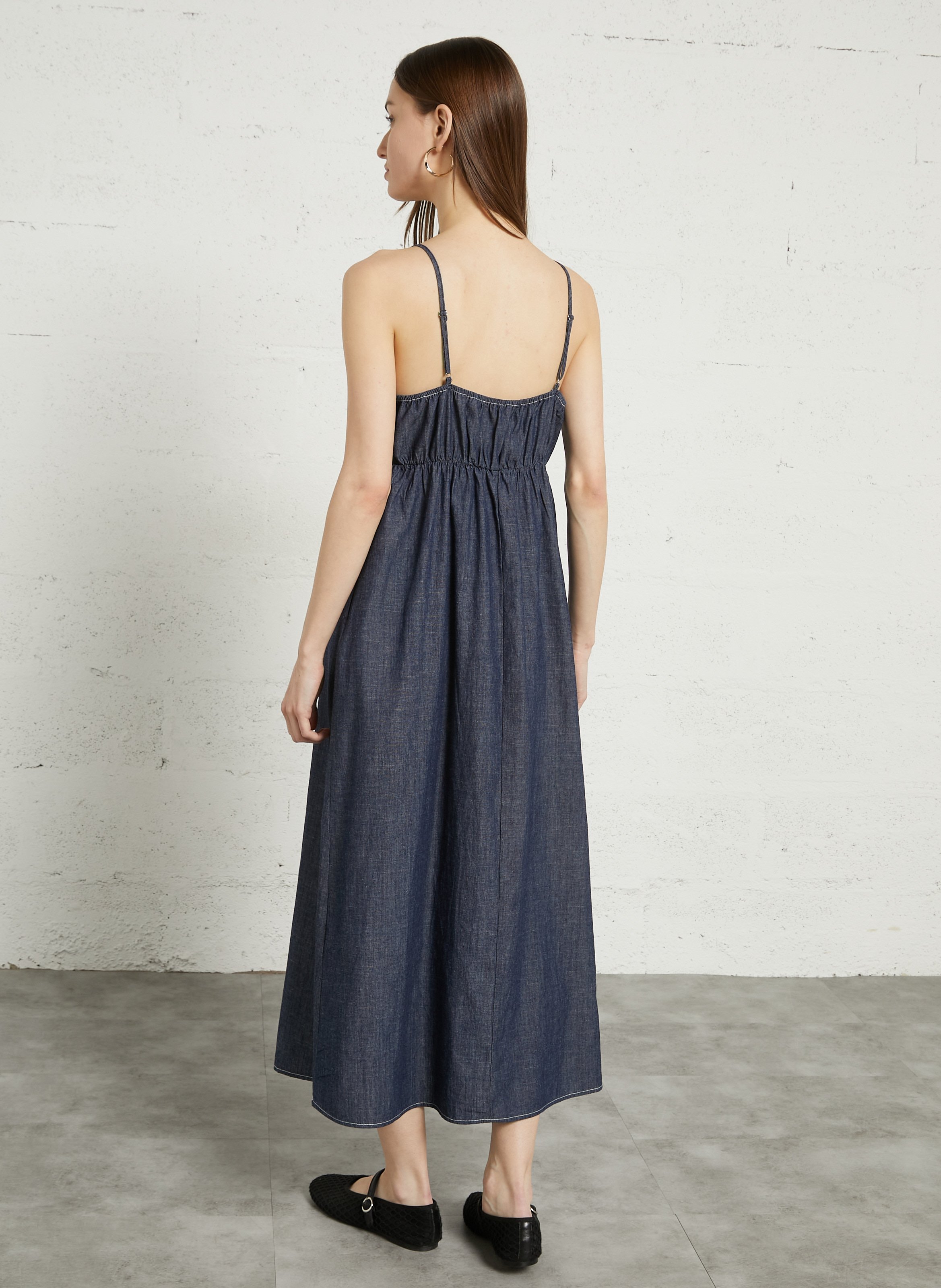 Robe longue en coton THE KORNER Bleu