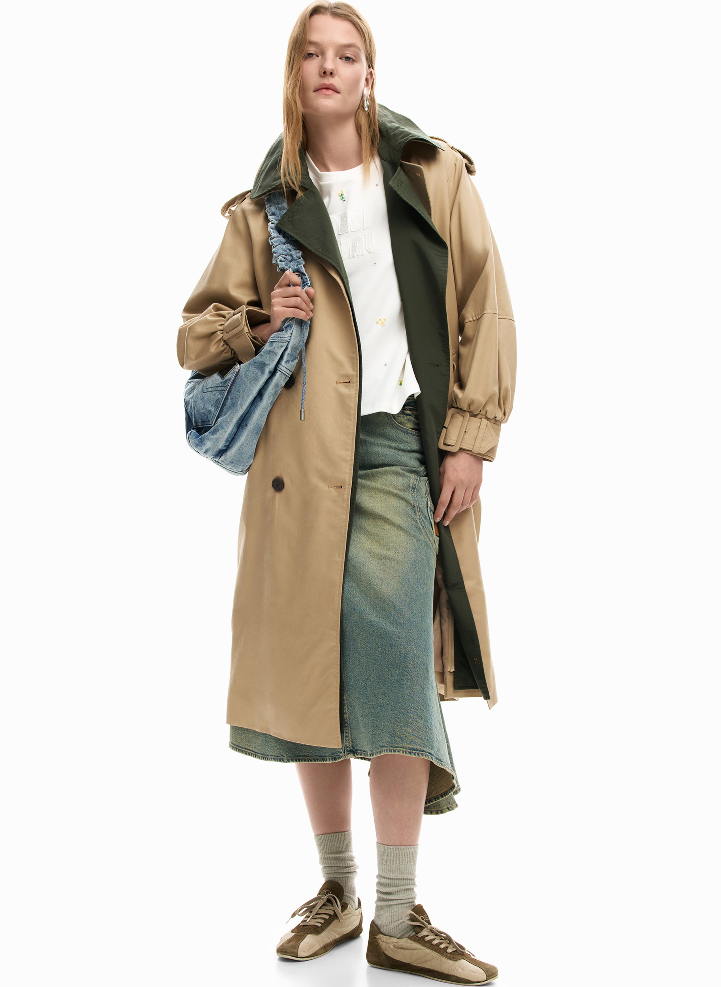 Trench col classique en coton mélangé  DESIGUAL Marron