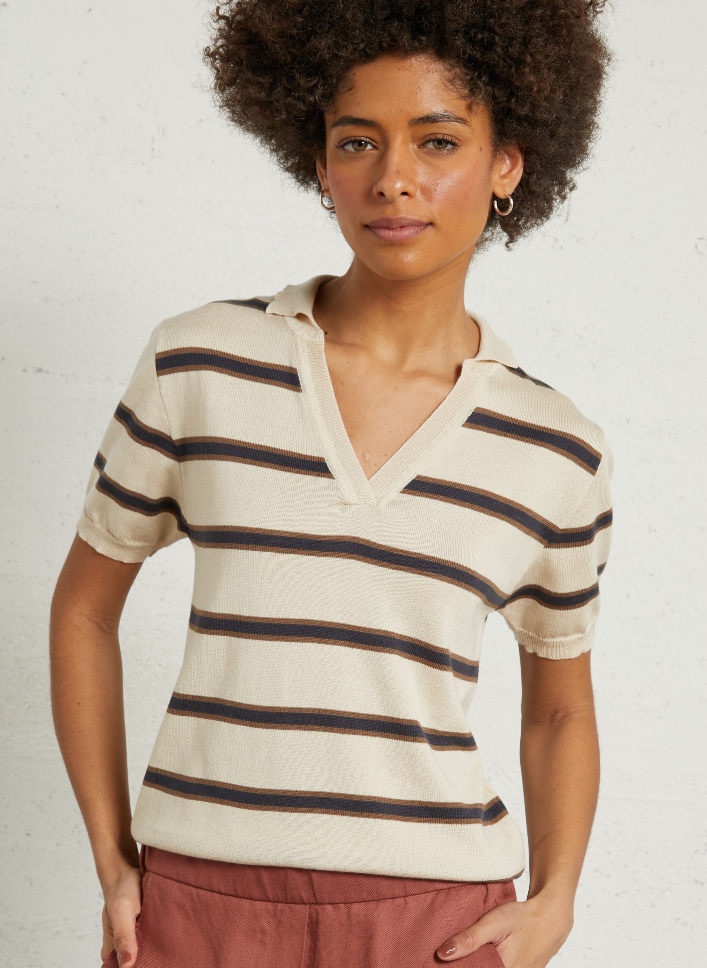 Striped shirt collar sweater DIEGA Multicolored