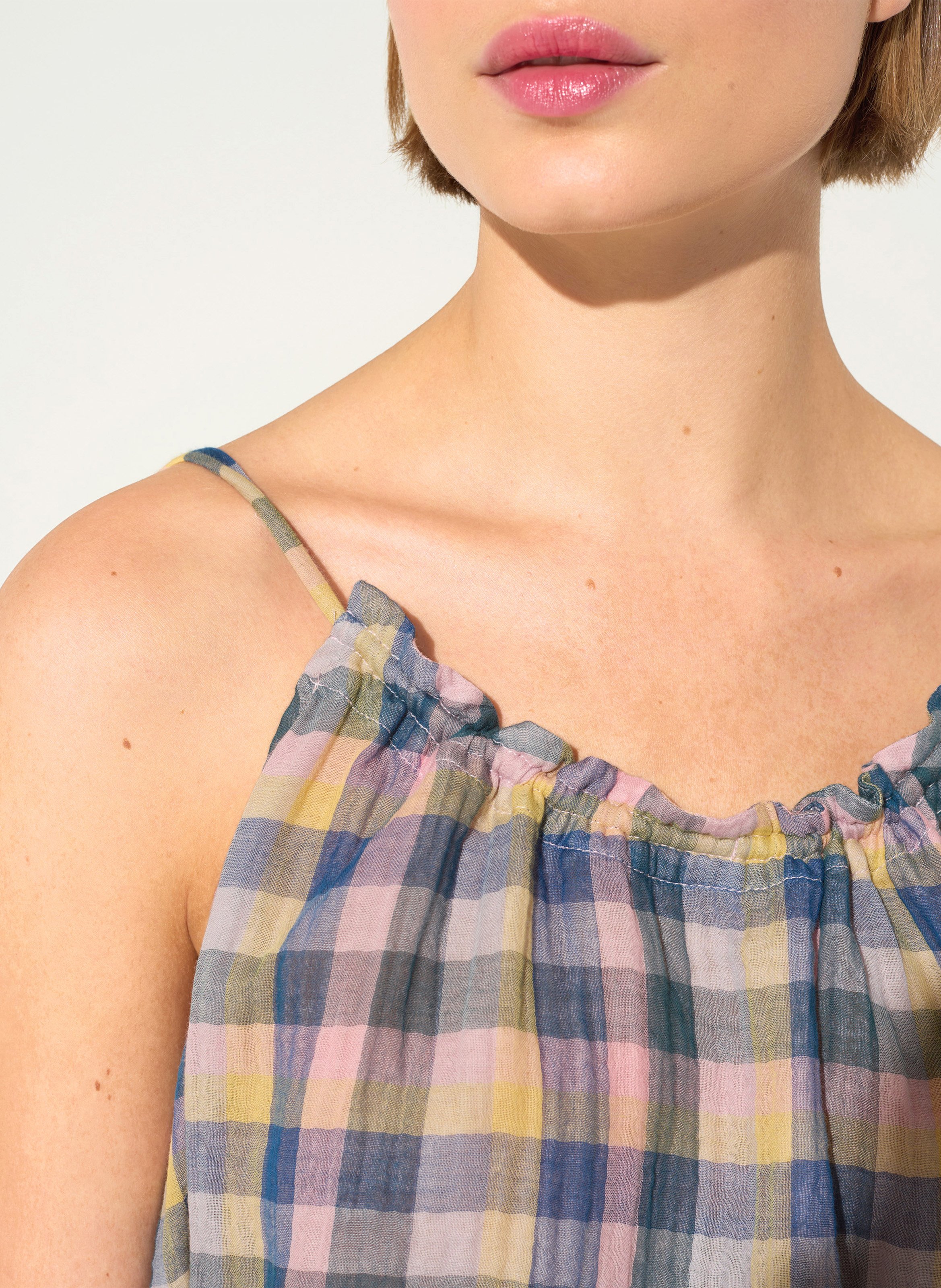 Top droit en coton imprimé COTELAC ACOTE Bleu