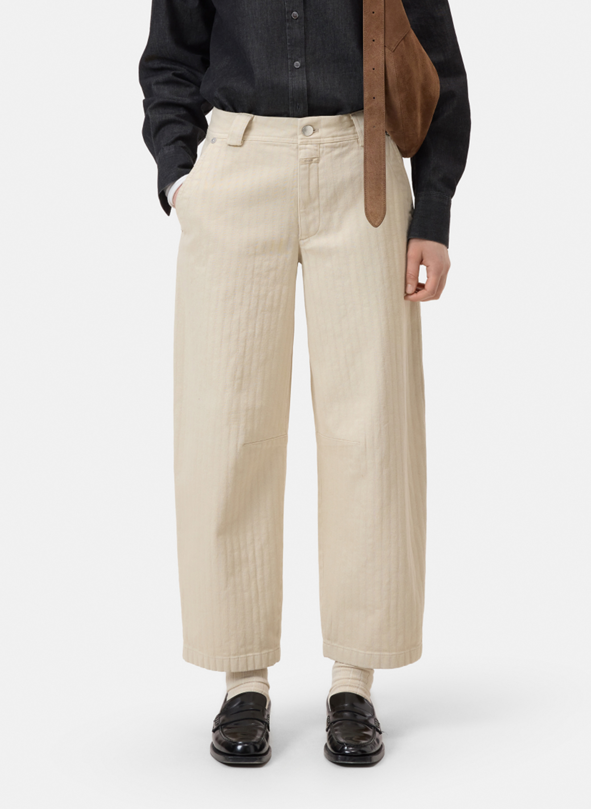 Pantalon large en coton CLOSED Marron