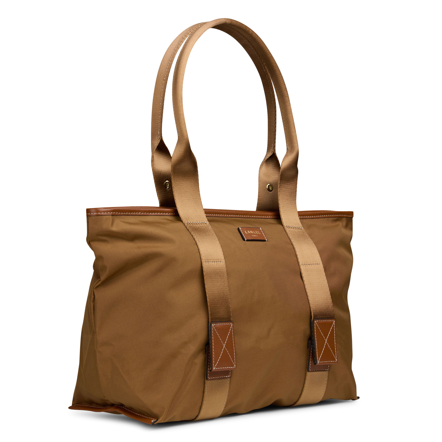 Sac zippé porté épaule uni LANCEL Beige