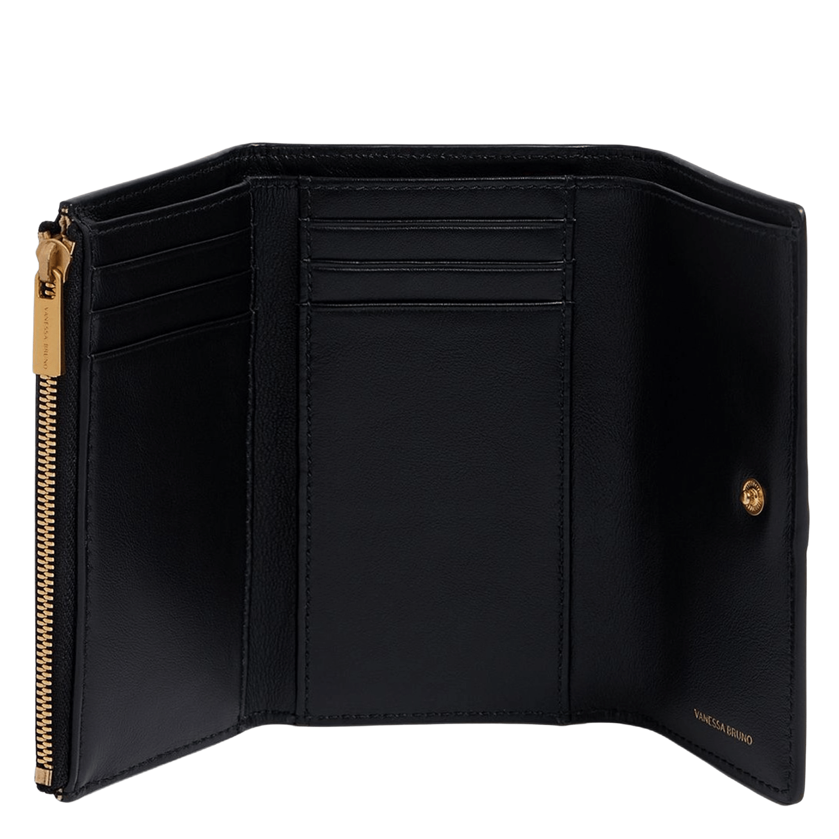 Porta tarjetas estructurado de cuero VANESSA BRUNO Negro