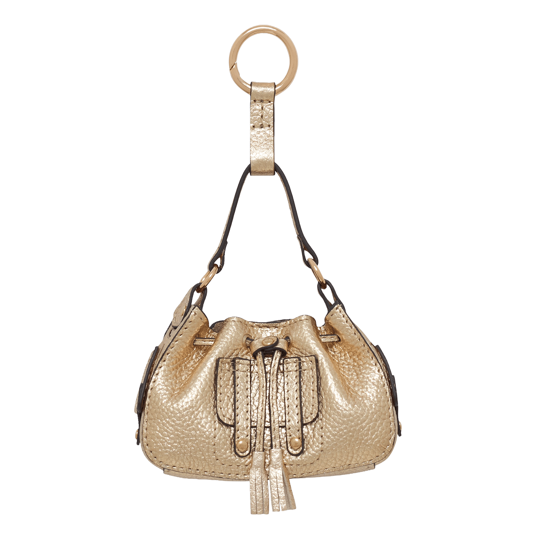 Mini leather bag keychain CAROLL Golden