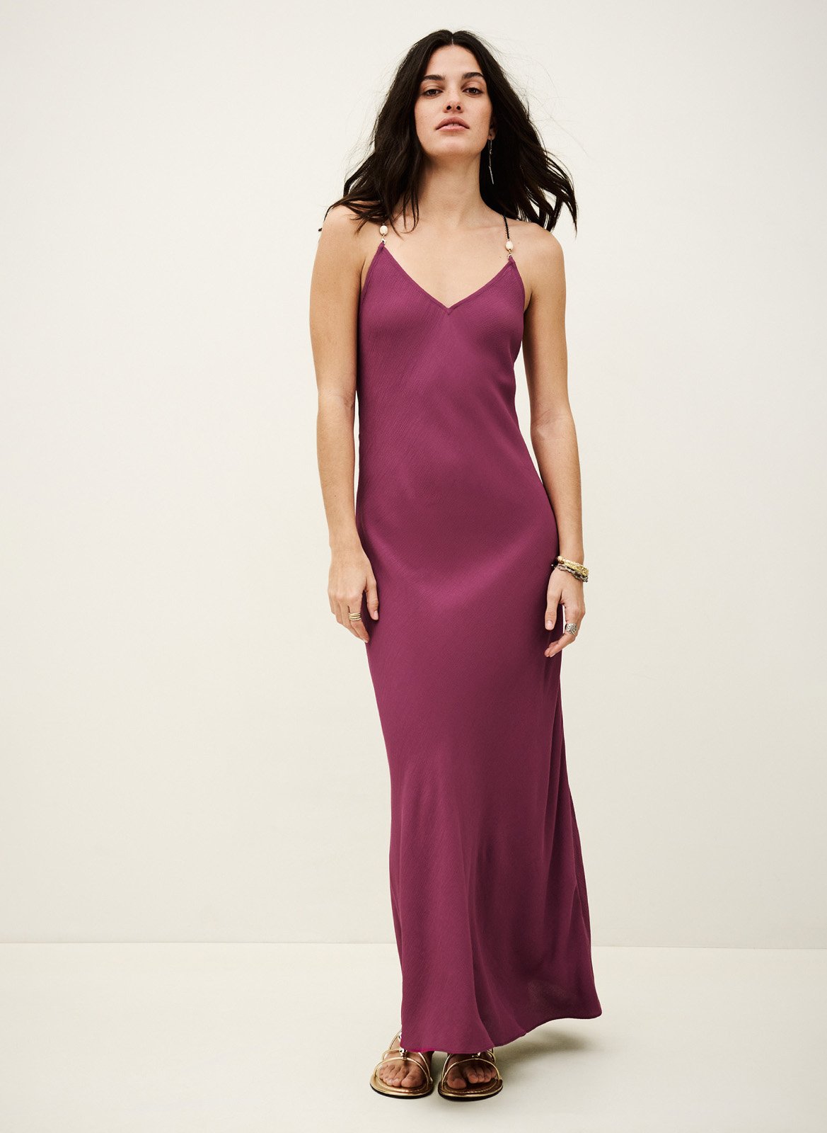 Robe longue col V BA&SH Violet