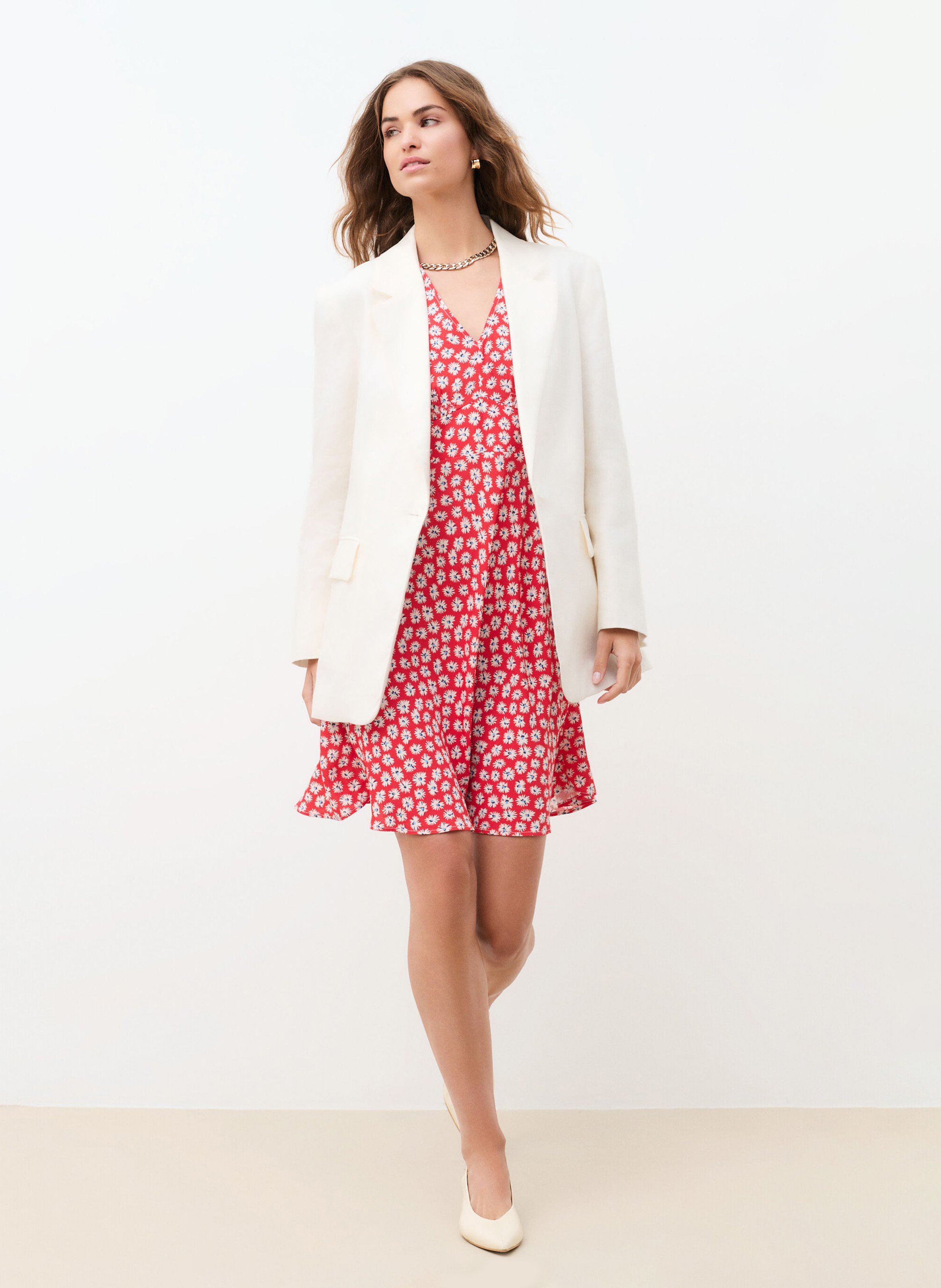 Veste de blazer ajustée en lin mélangé CAROLL Blanc