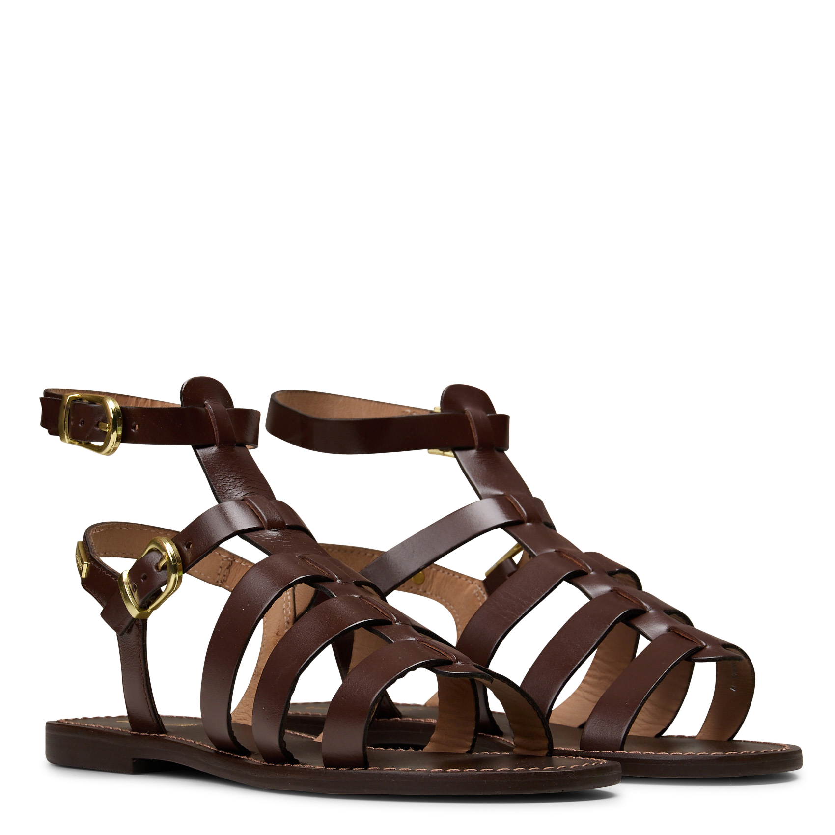 Avarca Berlin - Flache Ledersandalen mit Samt LES TROPEZIENNES PAR M.BELARBI Braun