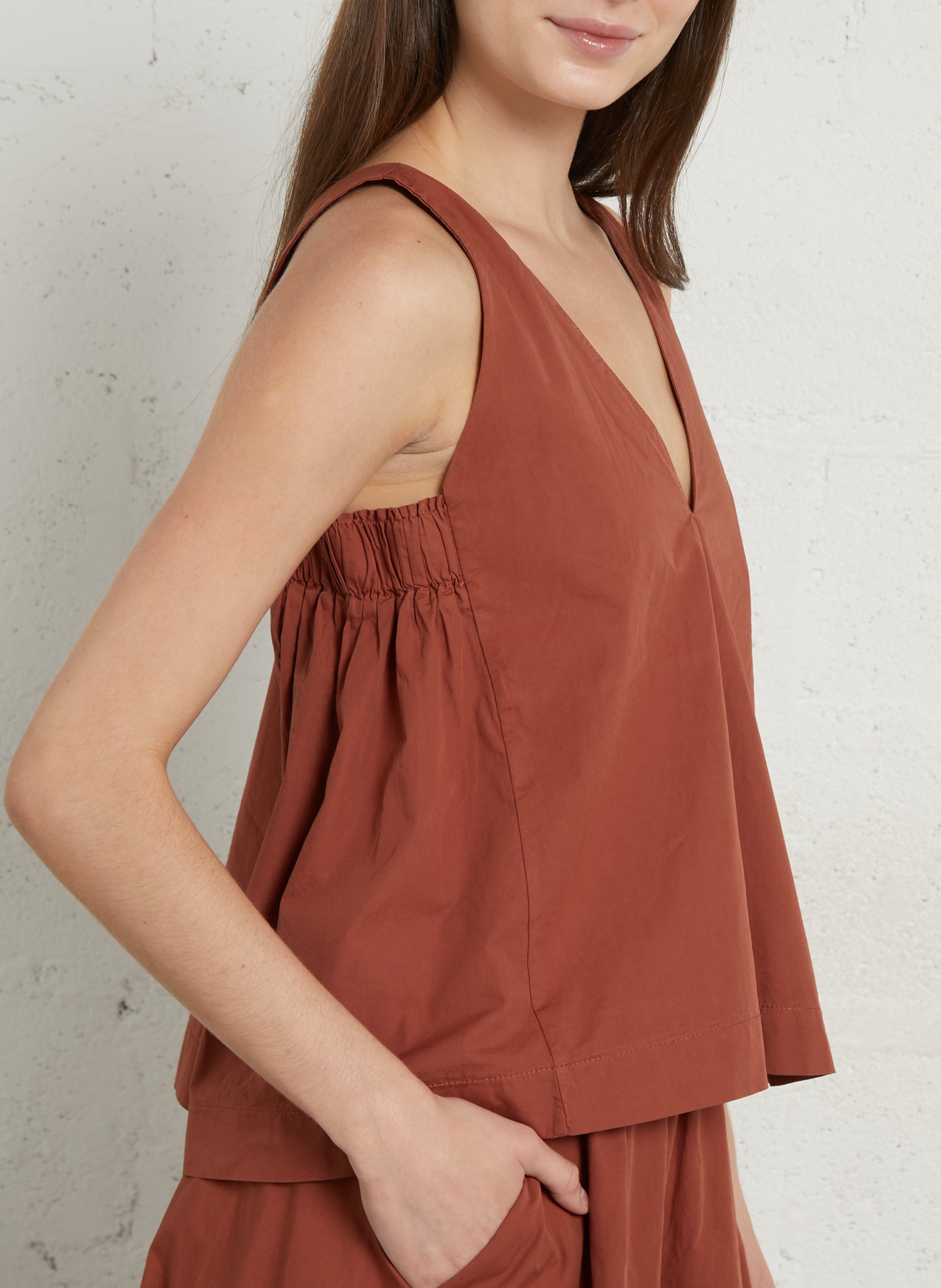 Top with ample cut in cotton TINSELS Brown
