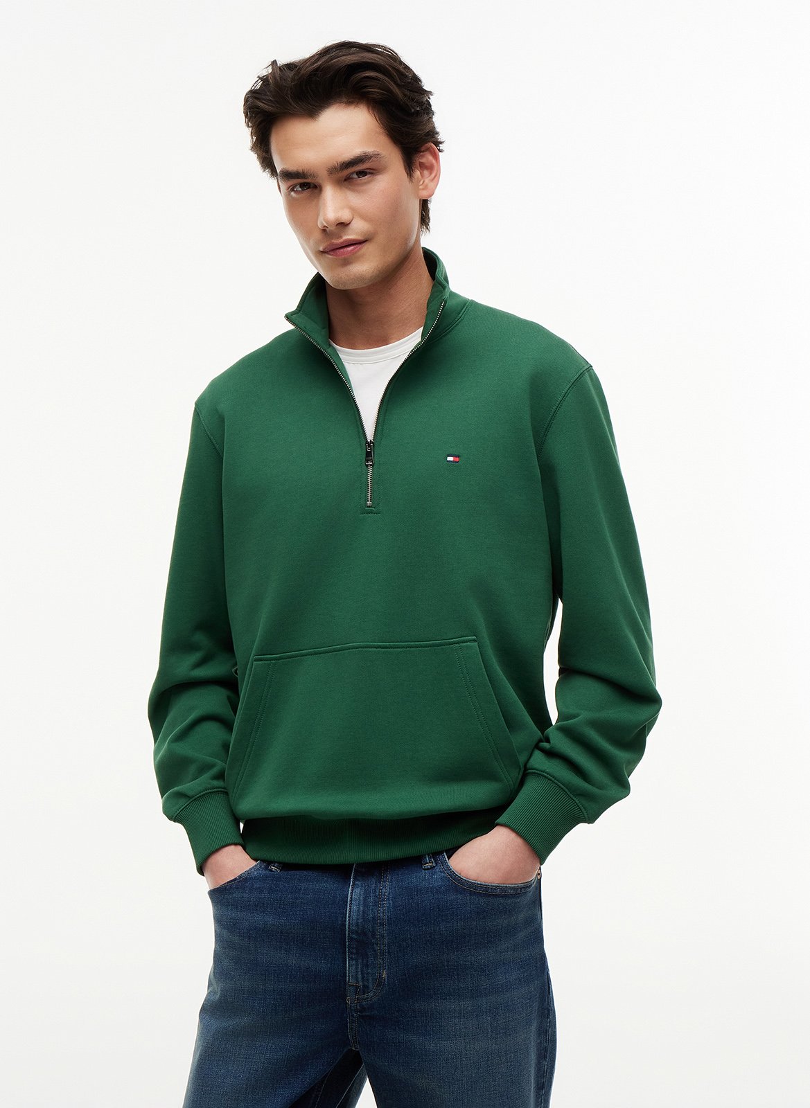 High-neck straight-cut cotton sweater TOMMY HILFIGER