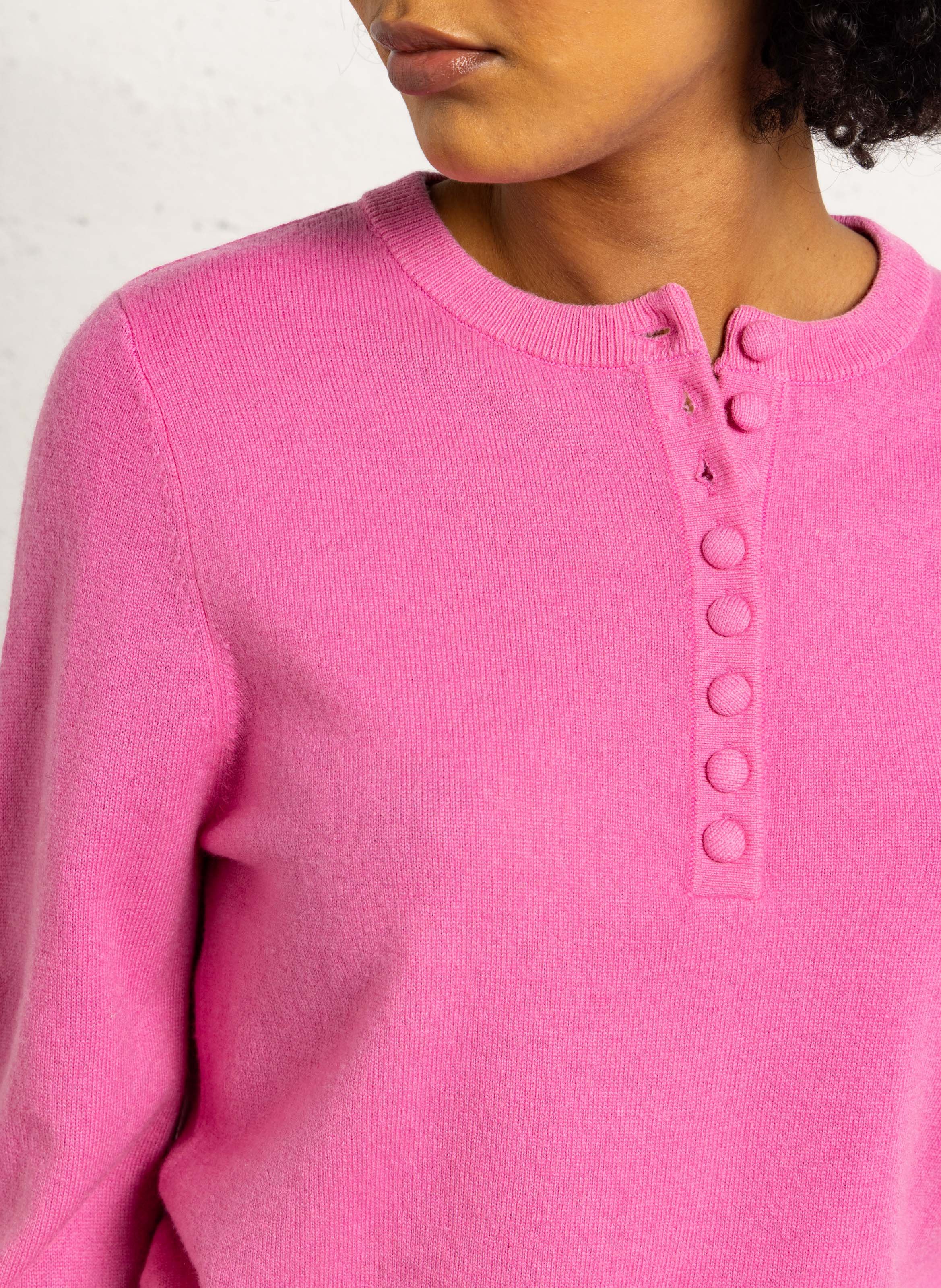 Pull droit col rond en laine SUNCOO Rose