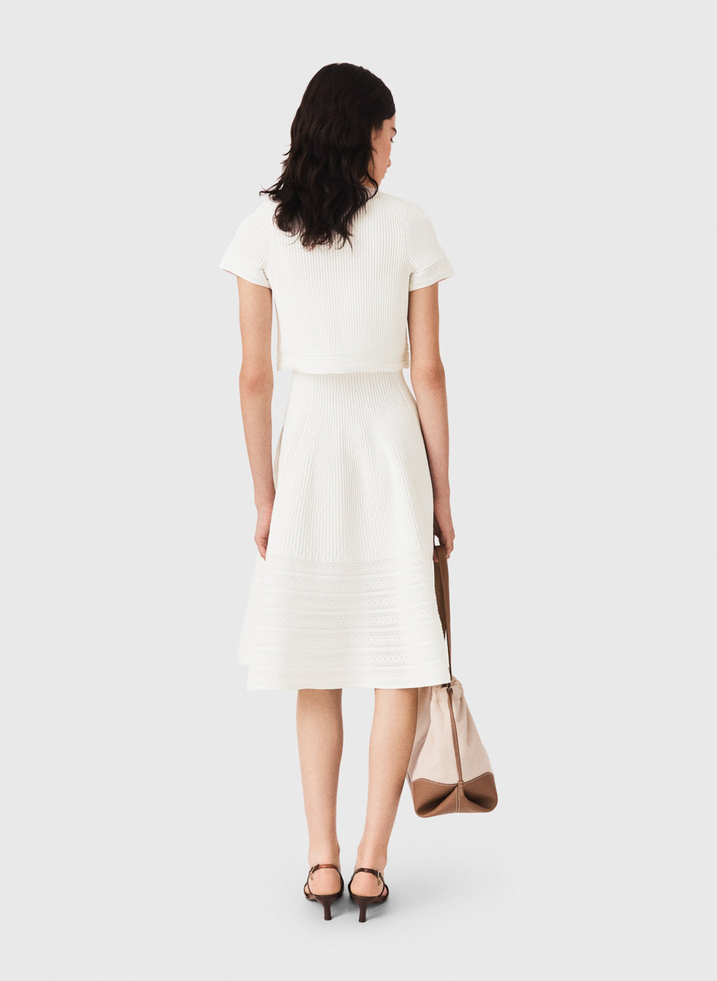 Cardigan côtelé droit MAJE Blanc