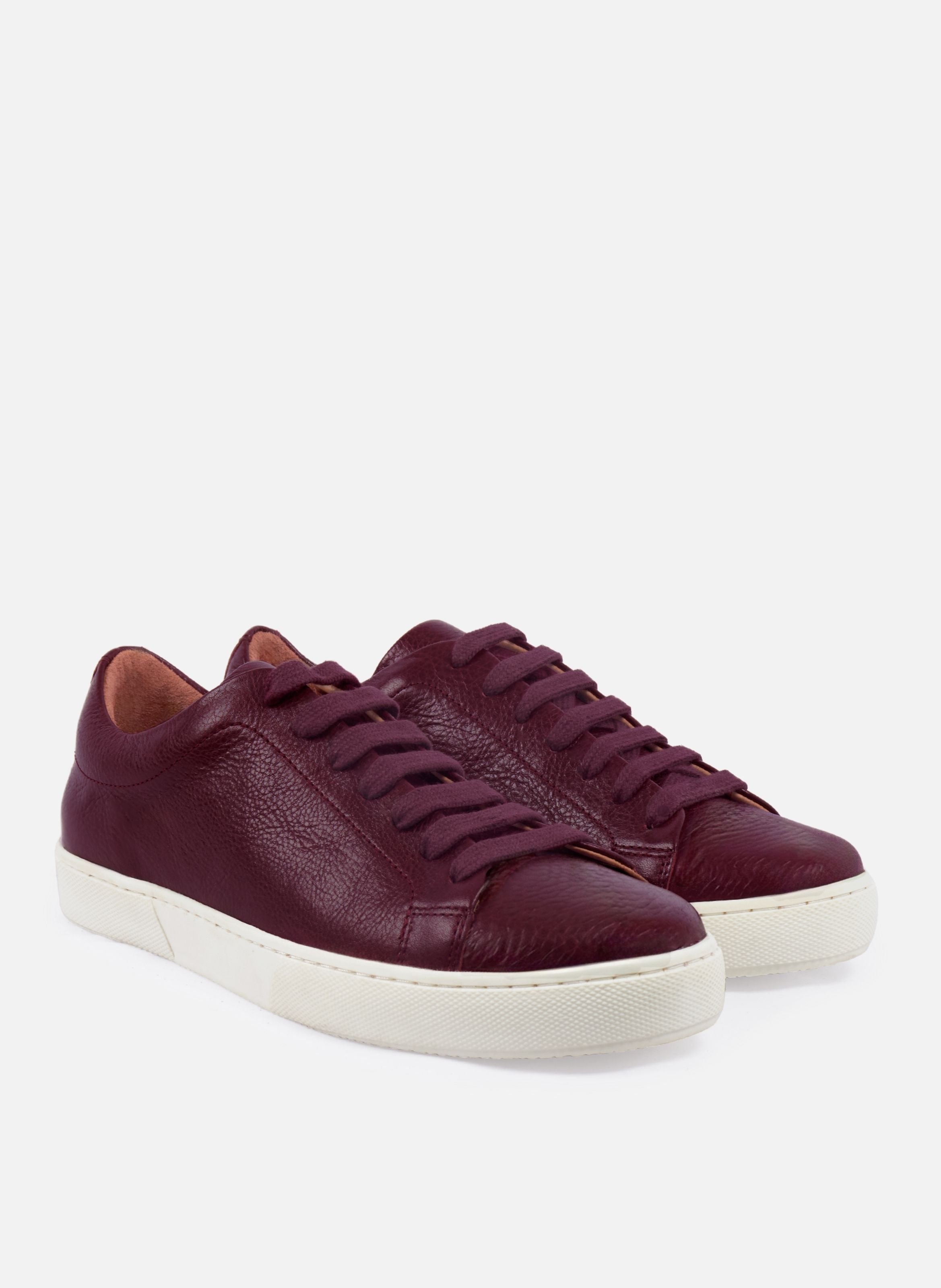 Laced grained leather sneakers JULES & JENN Red