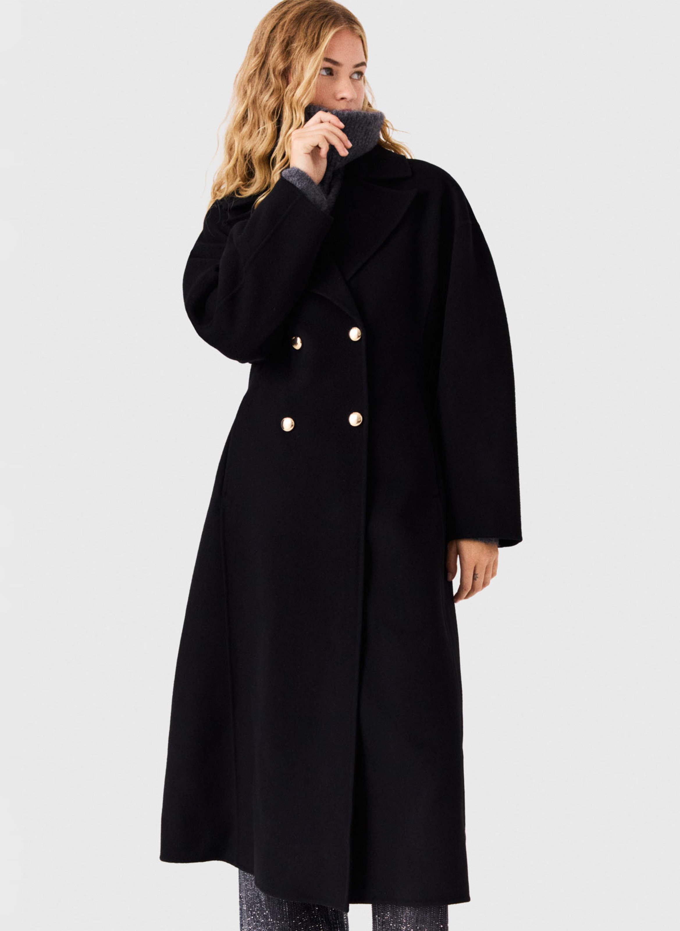 Manteau long en laine MAJE Noir